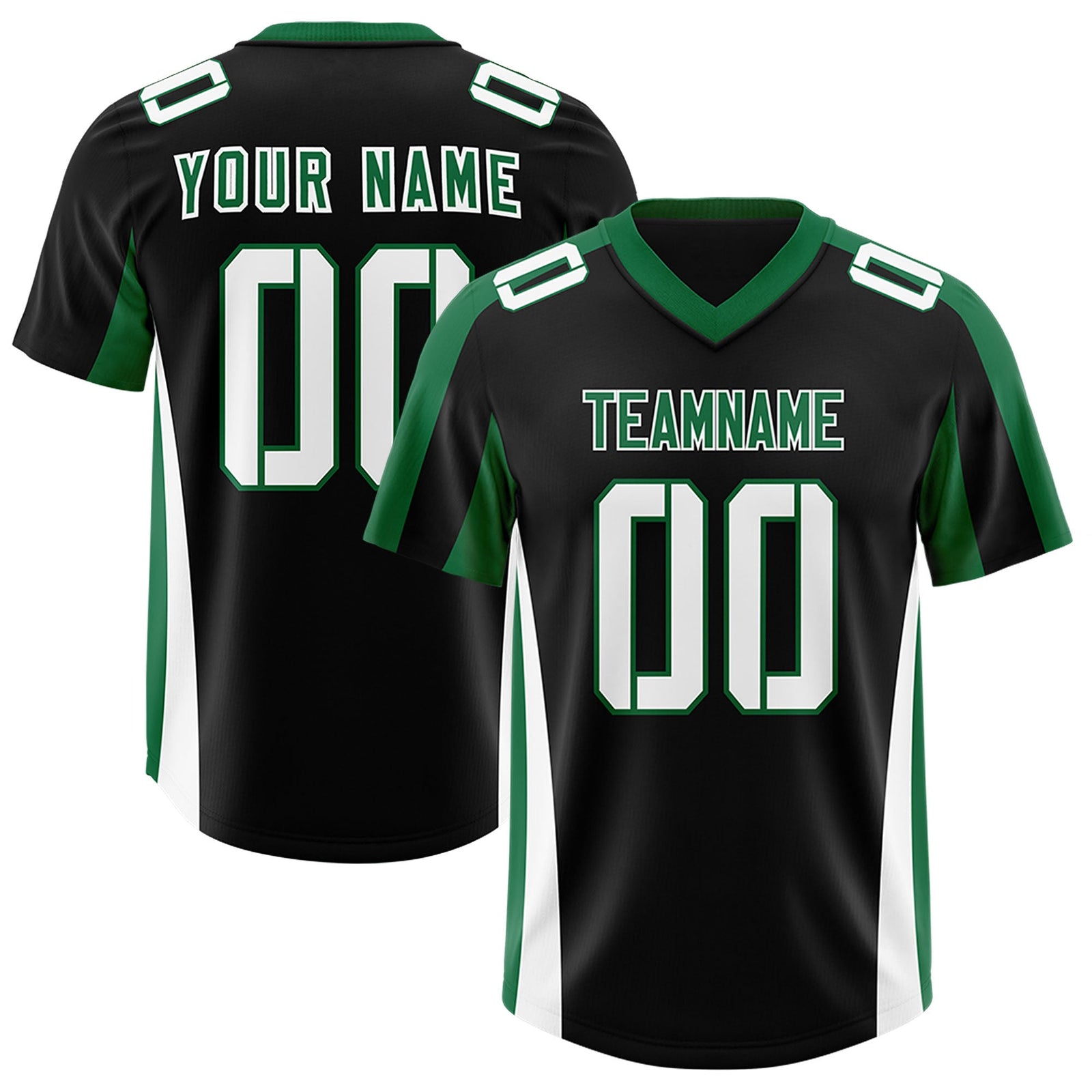 Custom Black Kelly Green Side Stripe Pattern Authentic Football Jersey