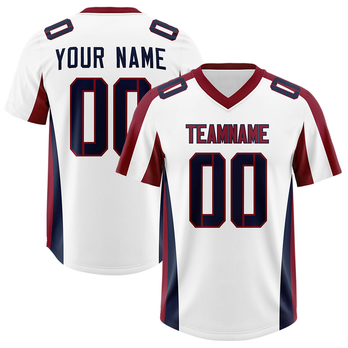 Custom White Crimson Side Stripe Pattern Authentic Football Jersey