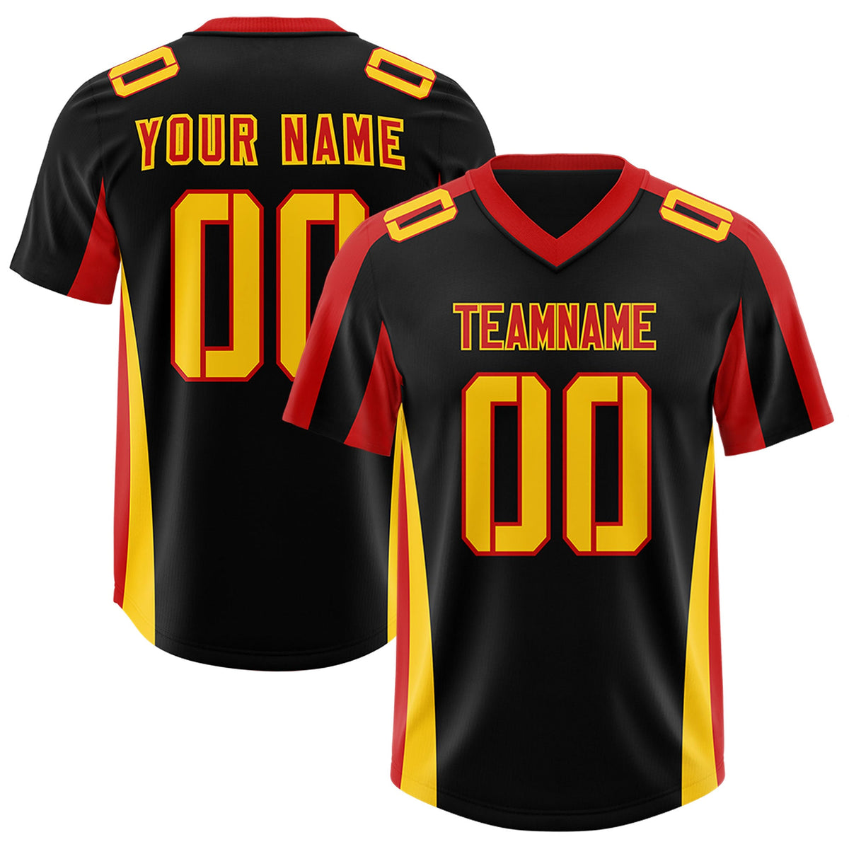 Custom Black Red Side Stripe Pattern Authentic Football Jersey