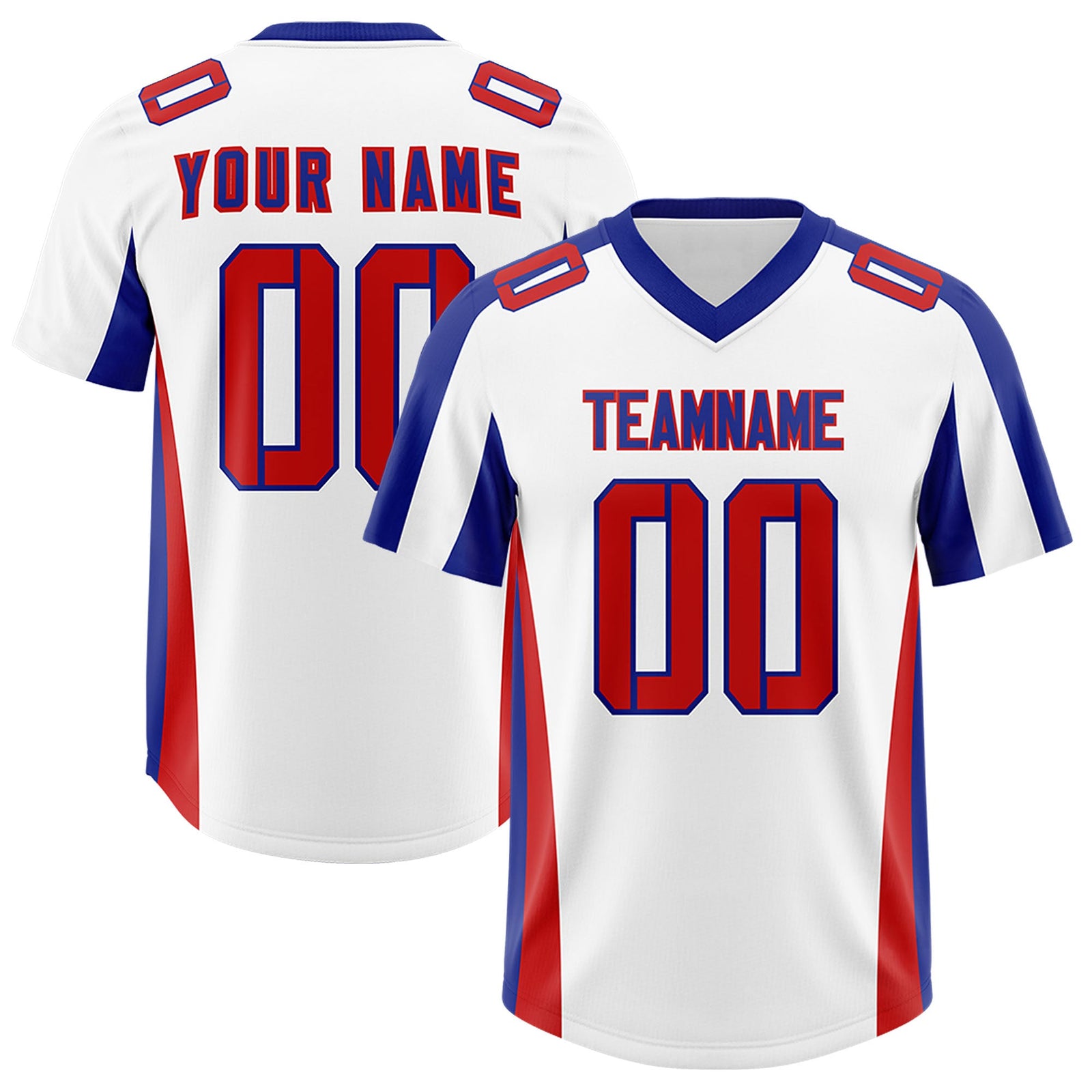 Custom White Royal Side Stripe Pattern Authentic Football Jersey