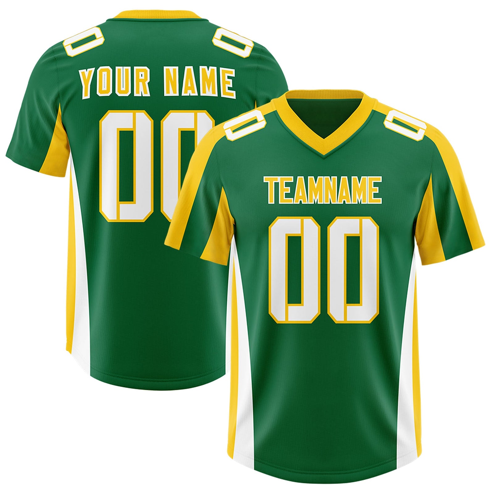 Custom Kelly Green Gold Side Stripe Pattern Authentic Football Jersey