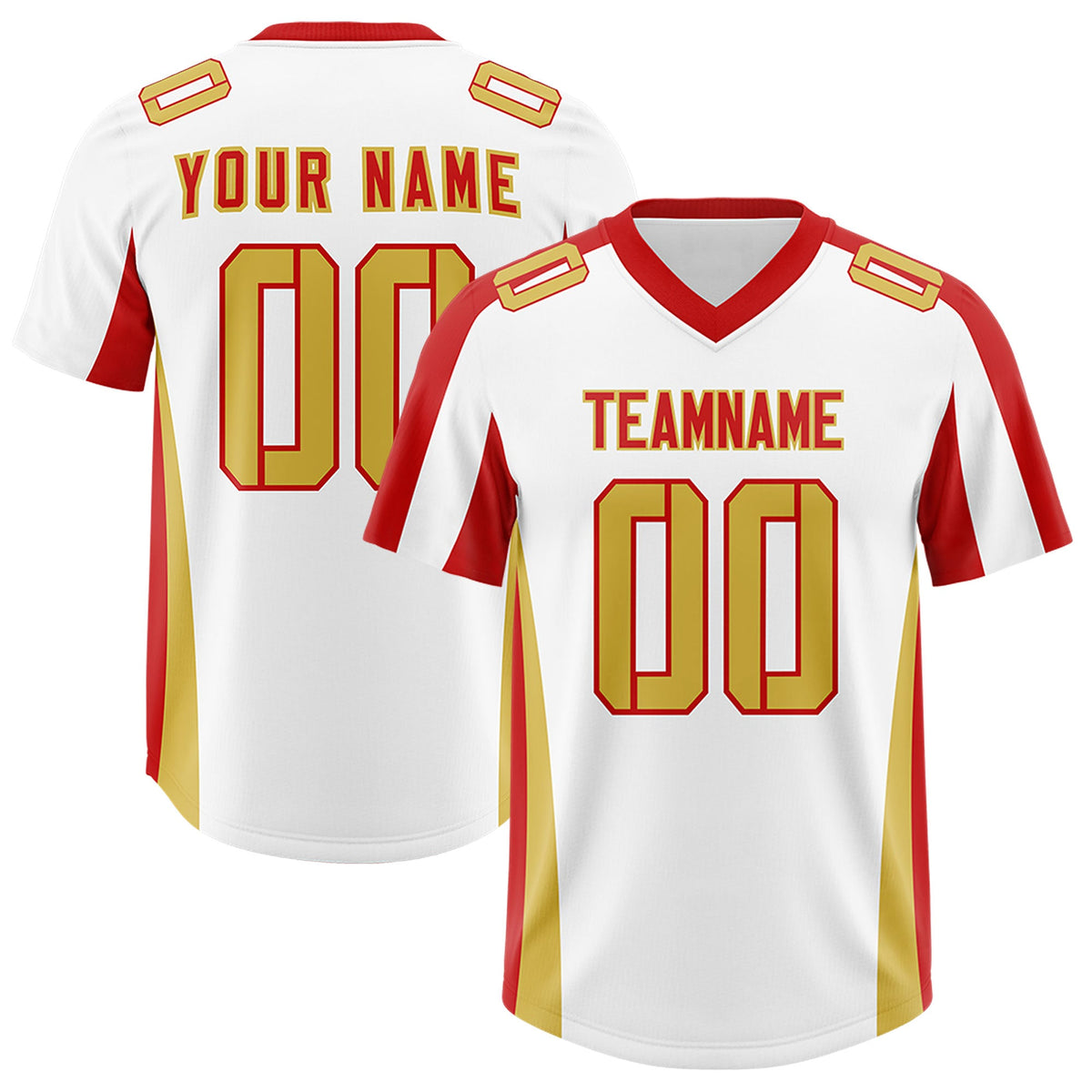 Custom White Red Side Stripe Pattern Authentic Football Jersey