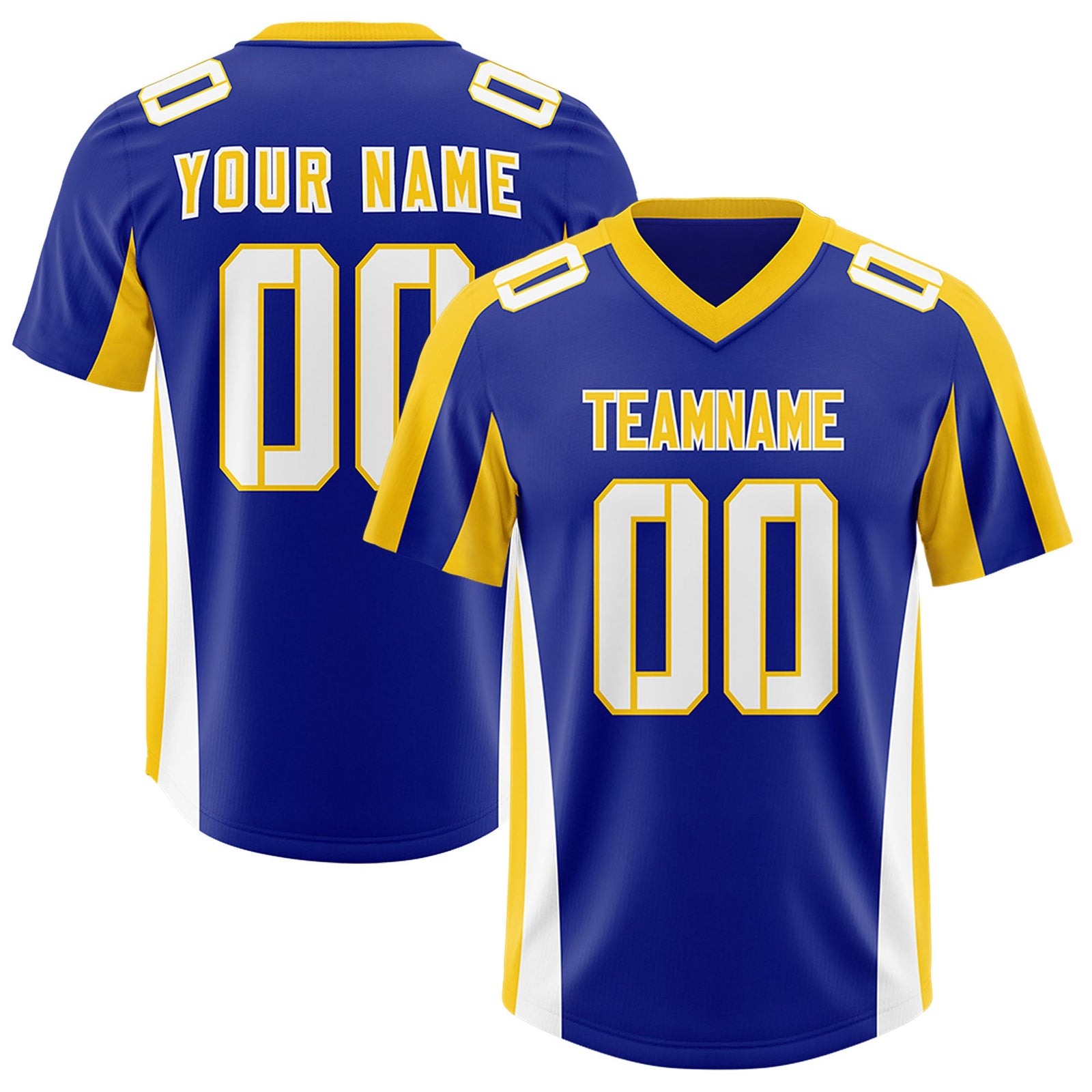 Custom Royal Gold Side Stripe Pattern Authentic Football Jersey