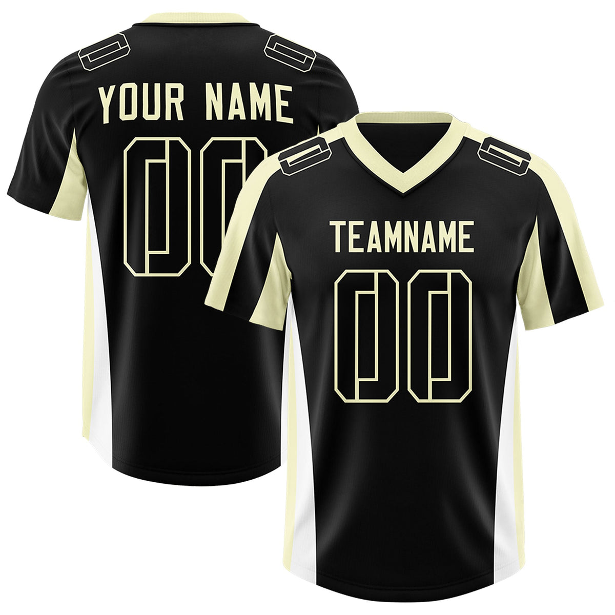 Custom Black Cream Side Stripe Pattern Authentic Football Jersey