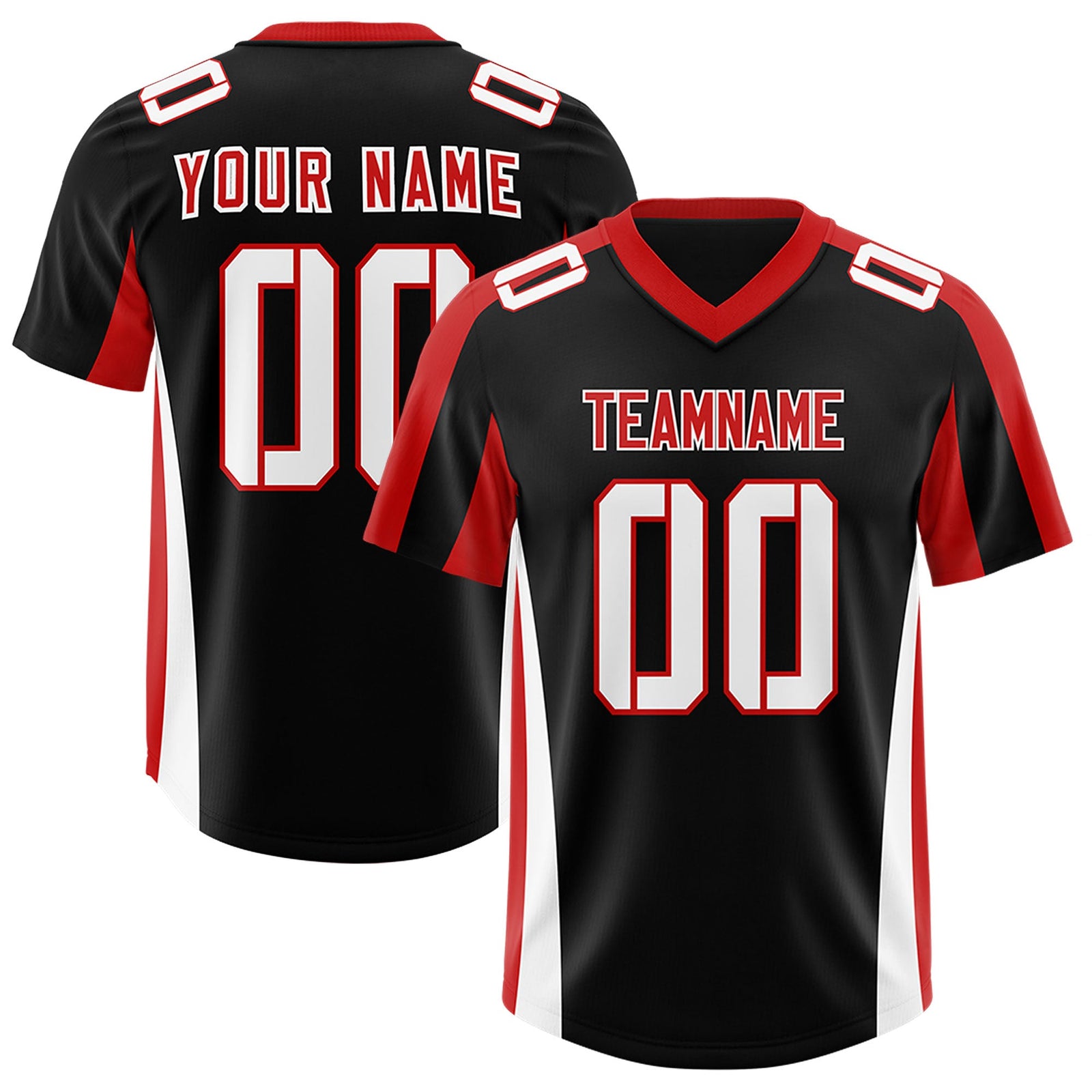 Custom Black Red Side Stripe Pattern Authentic Football Jersey