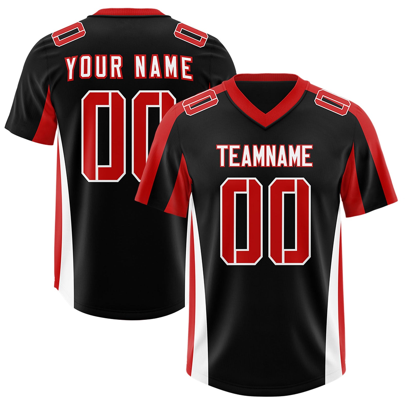 Custom Black Red Side Stripe Pattern Authentic Football Jersey
