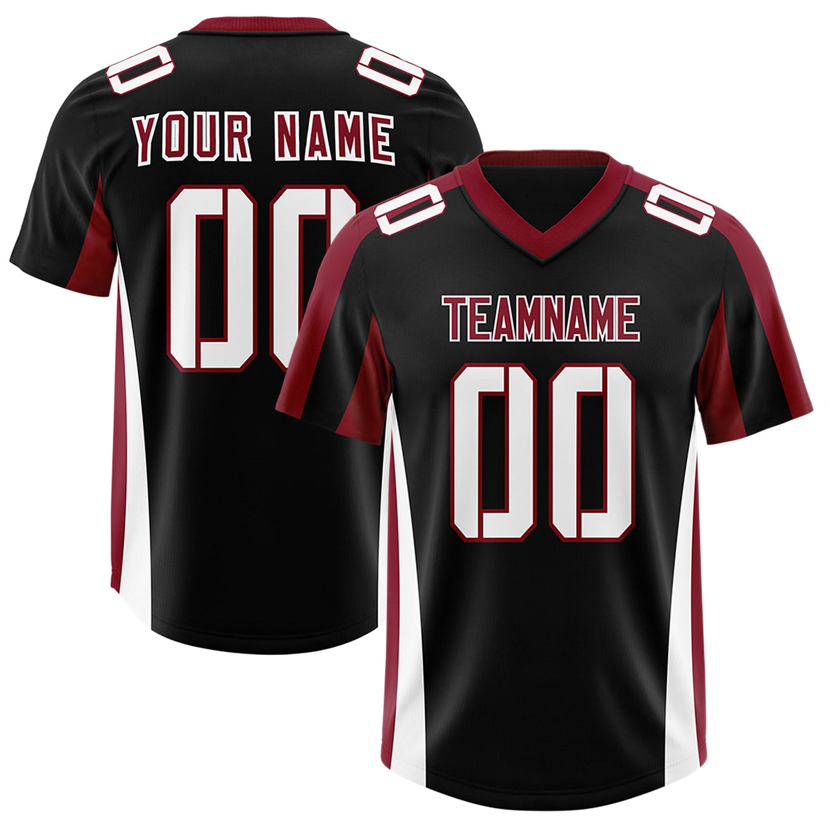 Custom Black Crimson Side Stripe Pattern Authentic Football Jersey