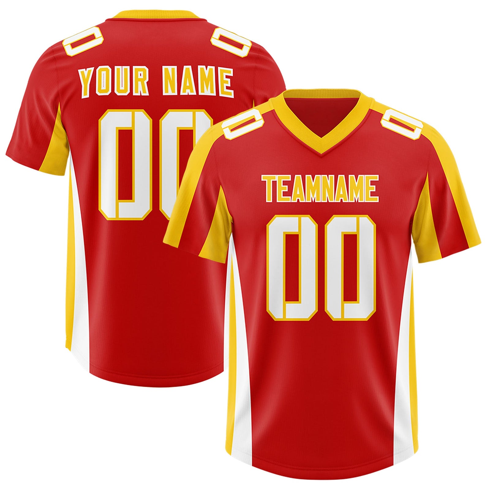 Custom Red Gold Side Stripe Pattern Authentic Football Jersey