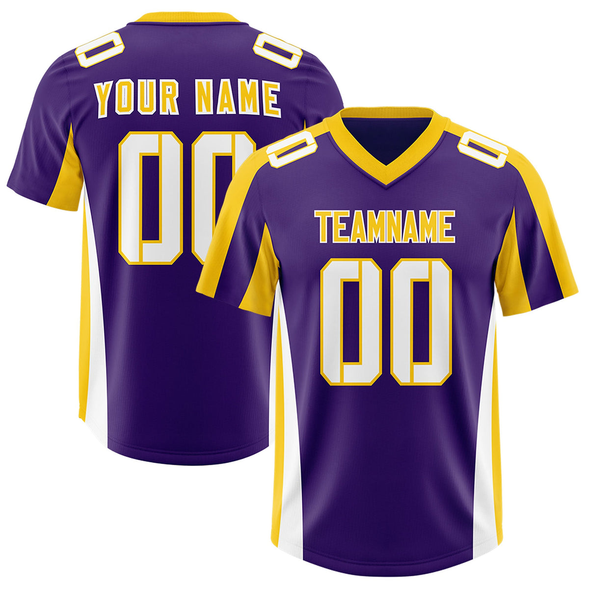 Custom Purple Gold Side Stripe Pattern Authentic Football Jersey