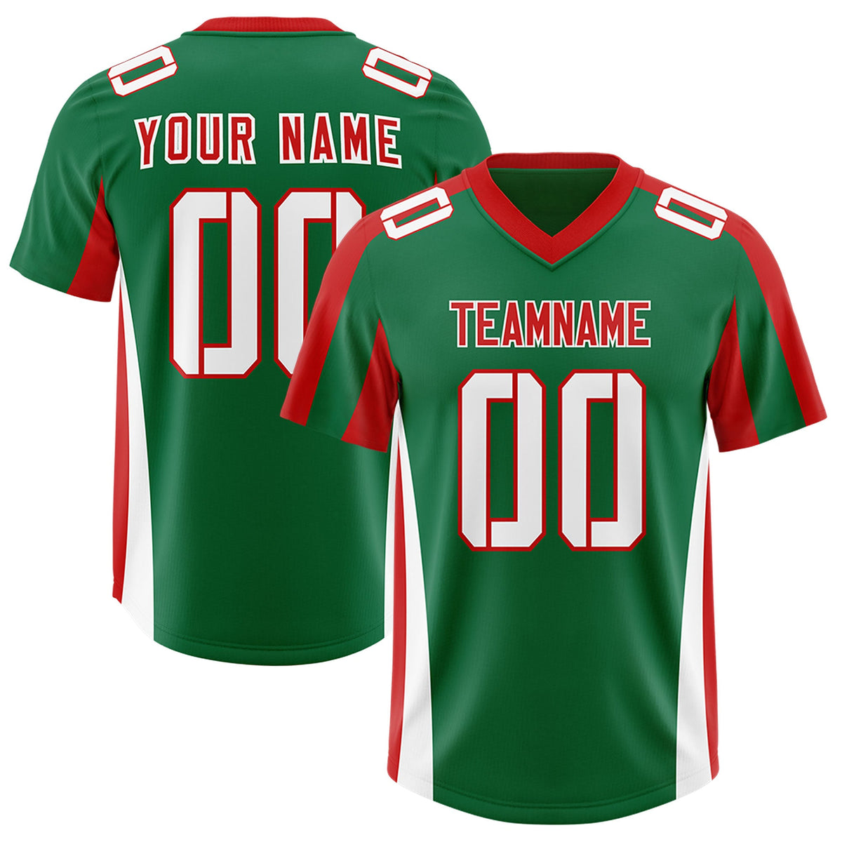 Custom Kelly Green Red Side Stripe Pattern Authentic Football Jersey