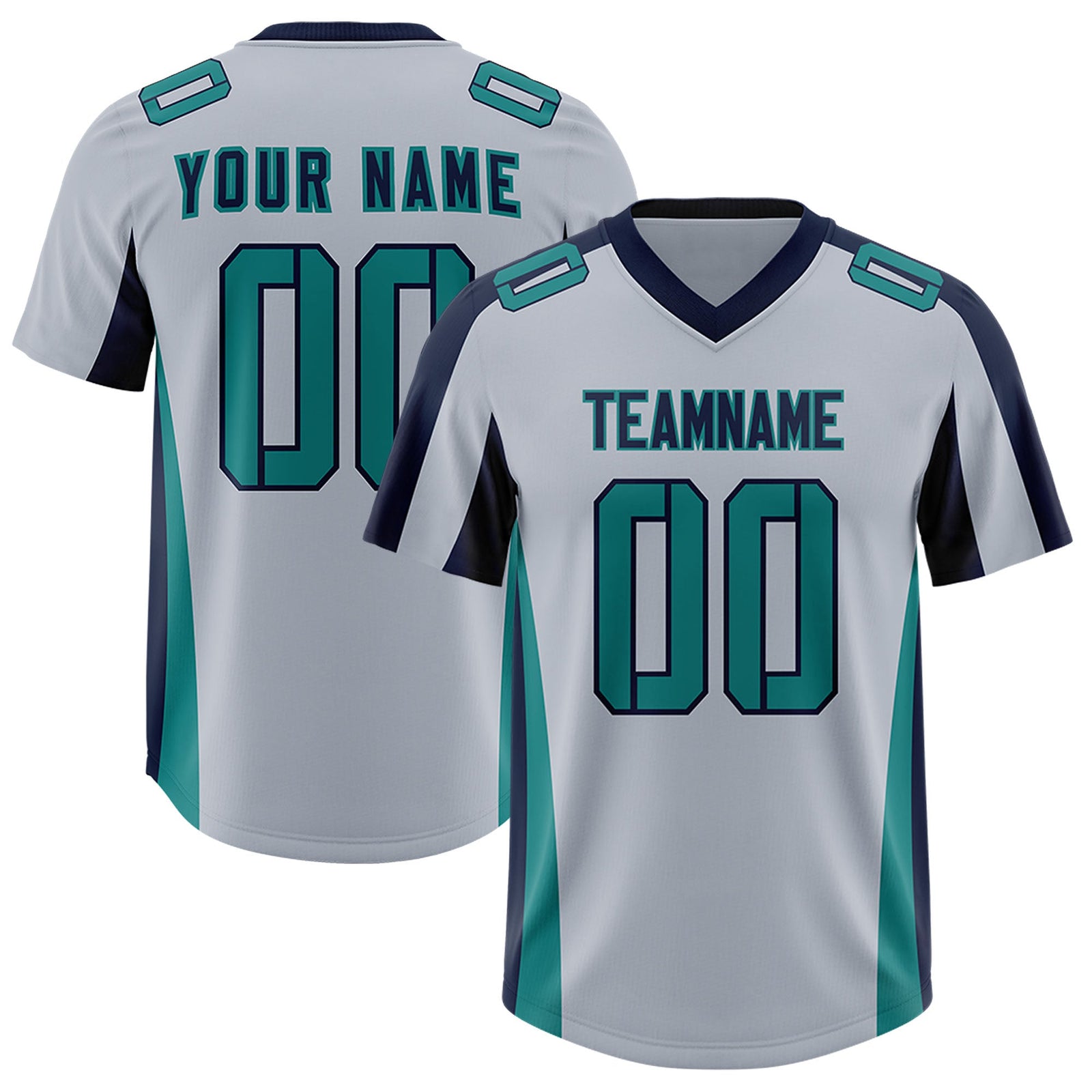 Custom Silver Navy Side Stripe Pattern Authentic Football Jersey