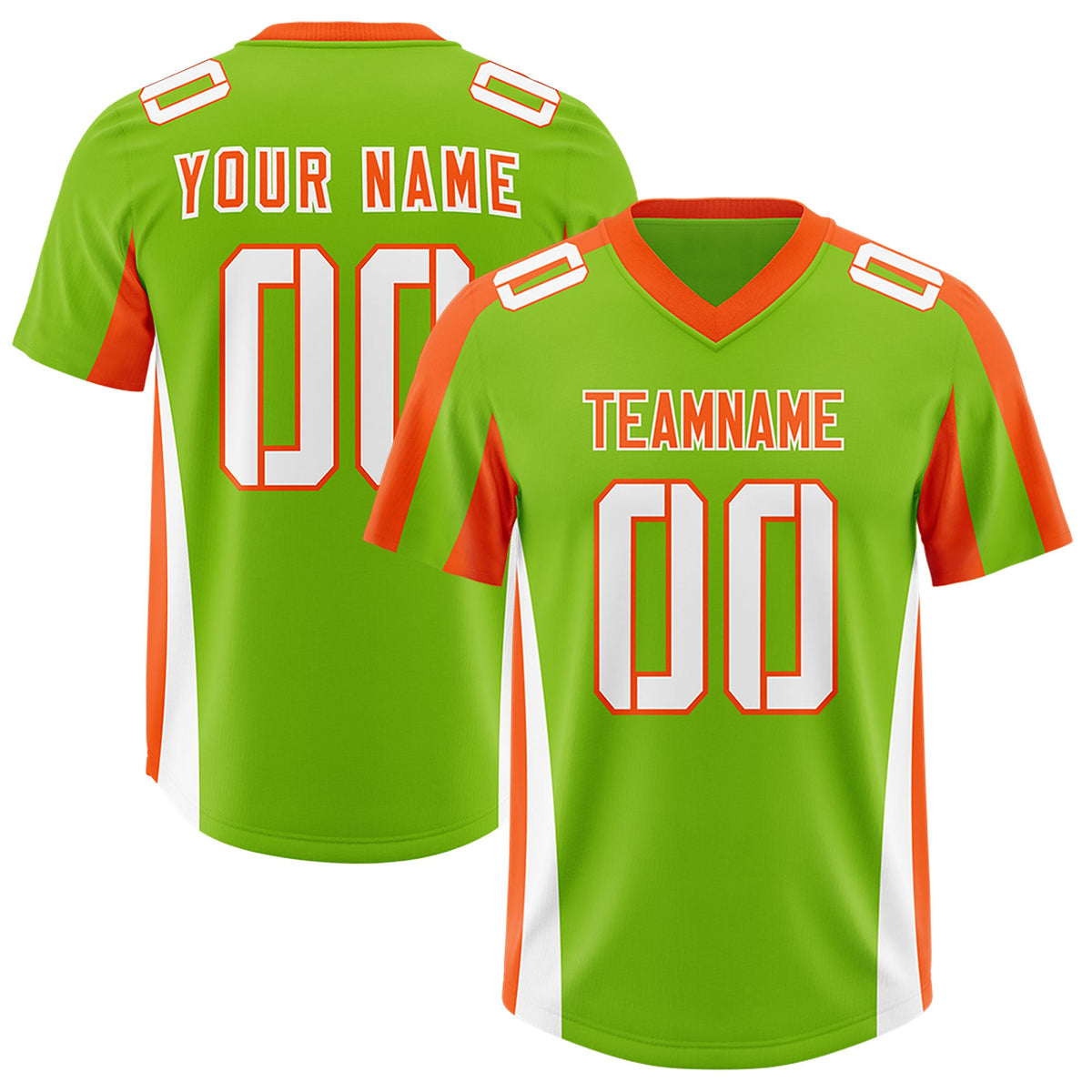 Custom Neon Green Orange Side Stripe Pattern Authentic Football Jersey