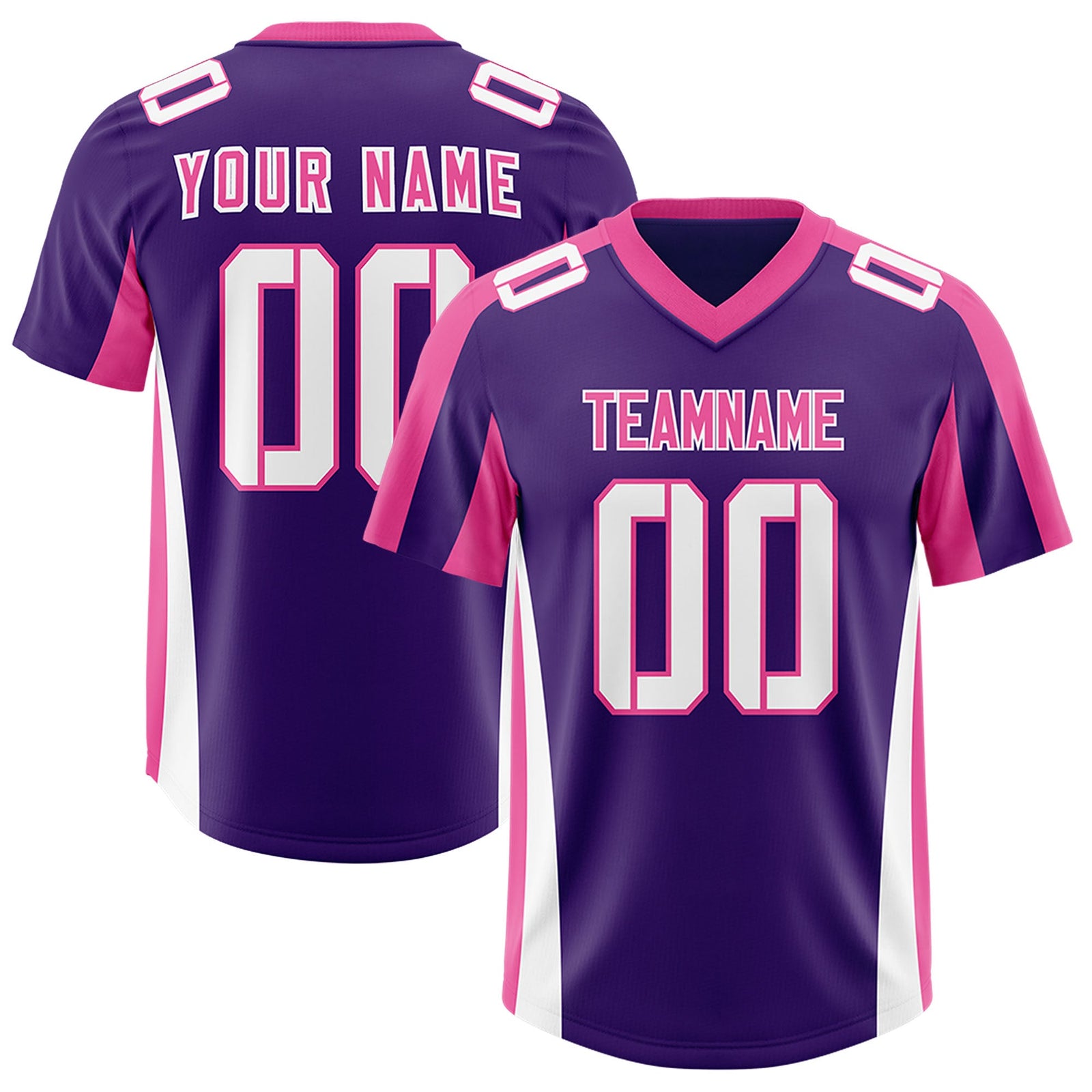Custom Purple Pink Side Stripe Pattern Authentic Football Jersey