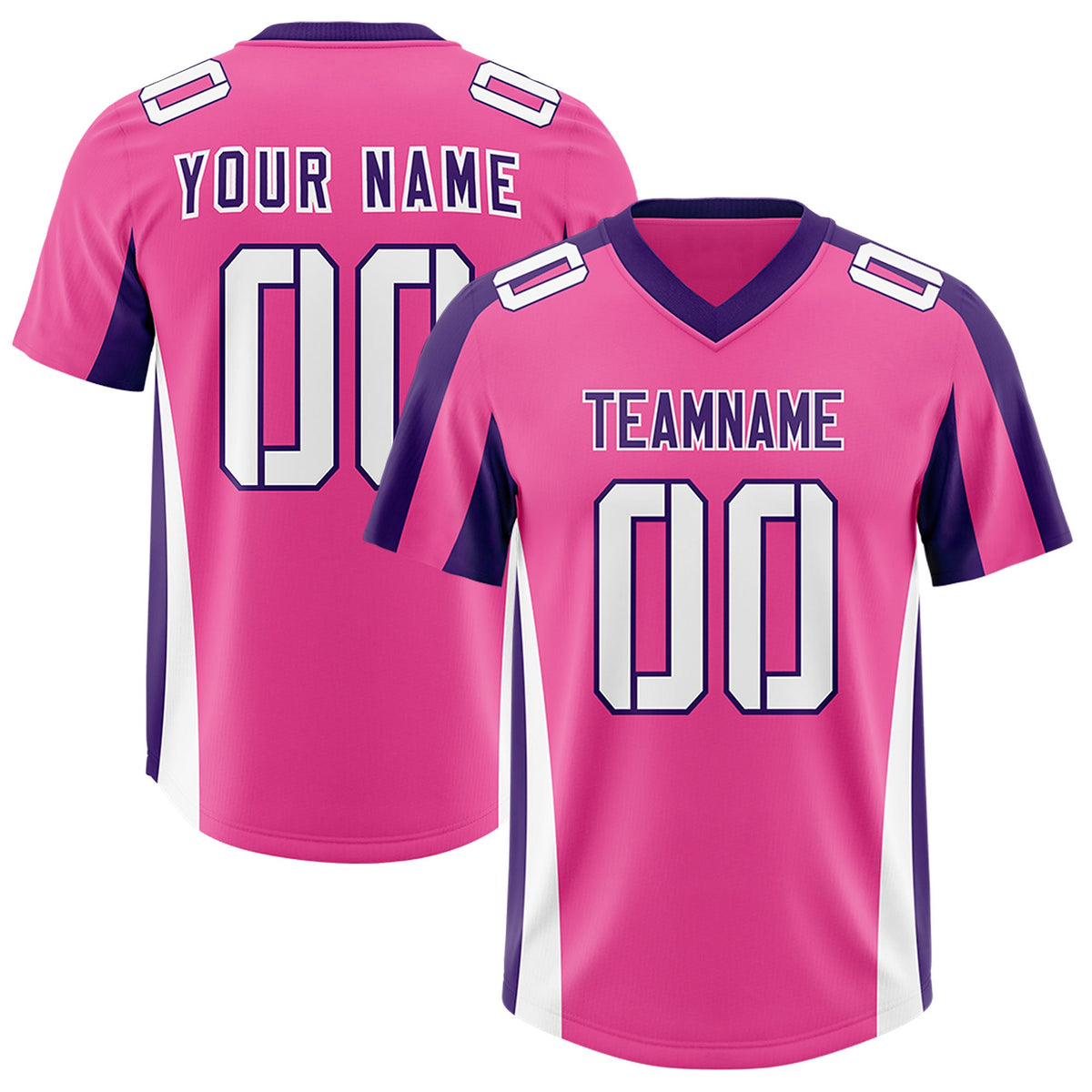 Custom Pink Purple Side Stripe Pattern Authentic Football Jersey