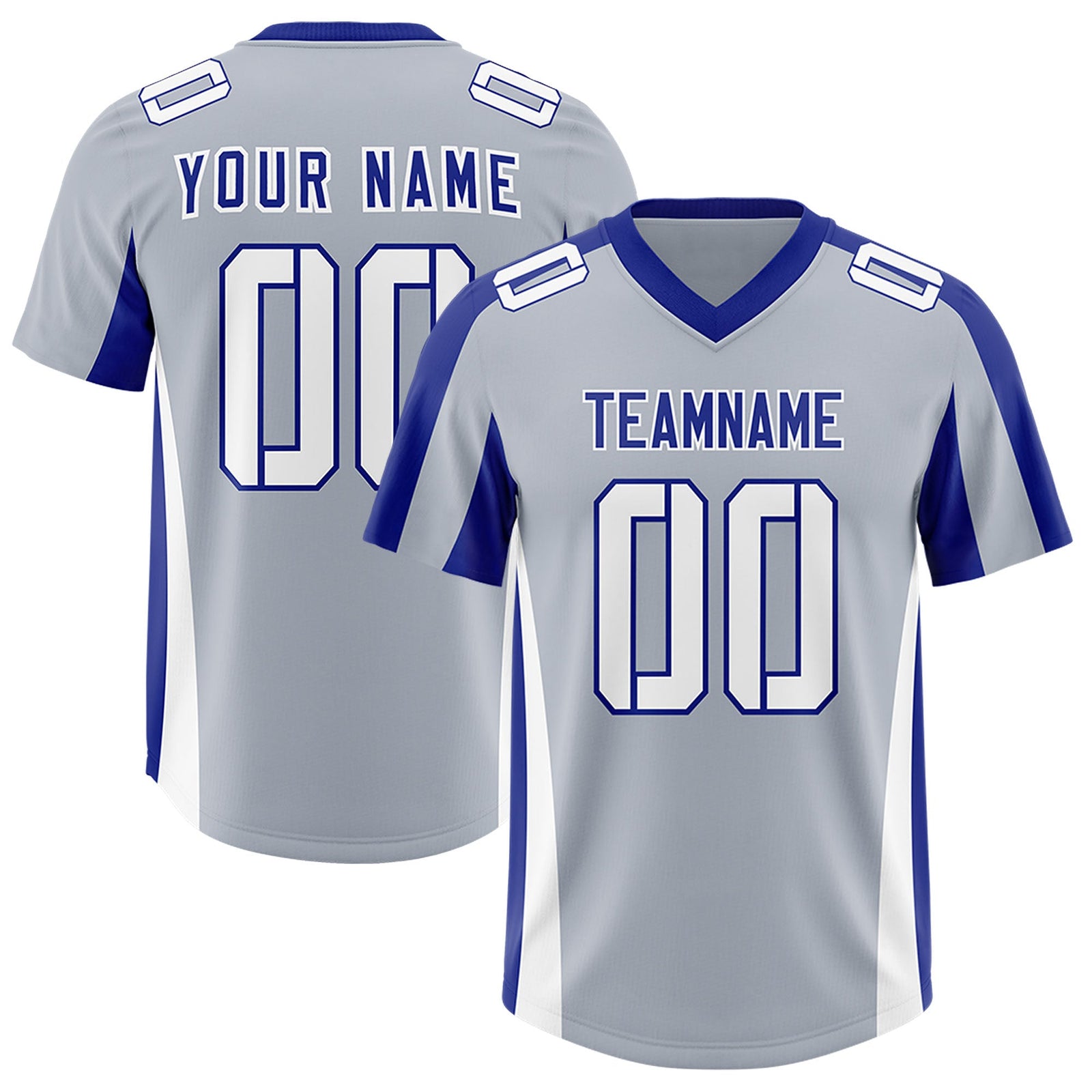 Custom Silver Royal Side Stripe Pattern Authentic Football Jersey