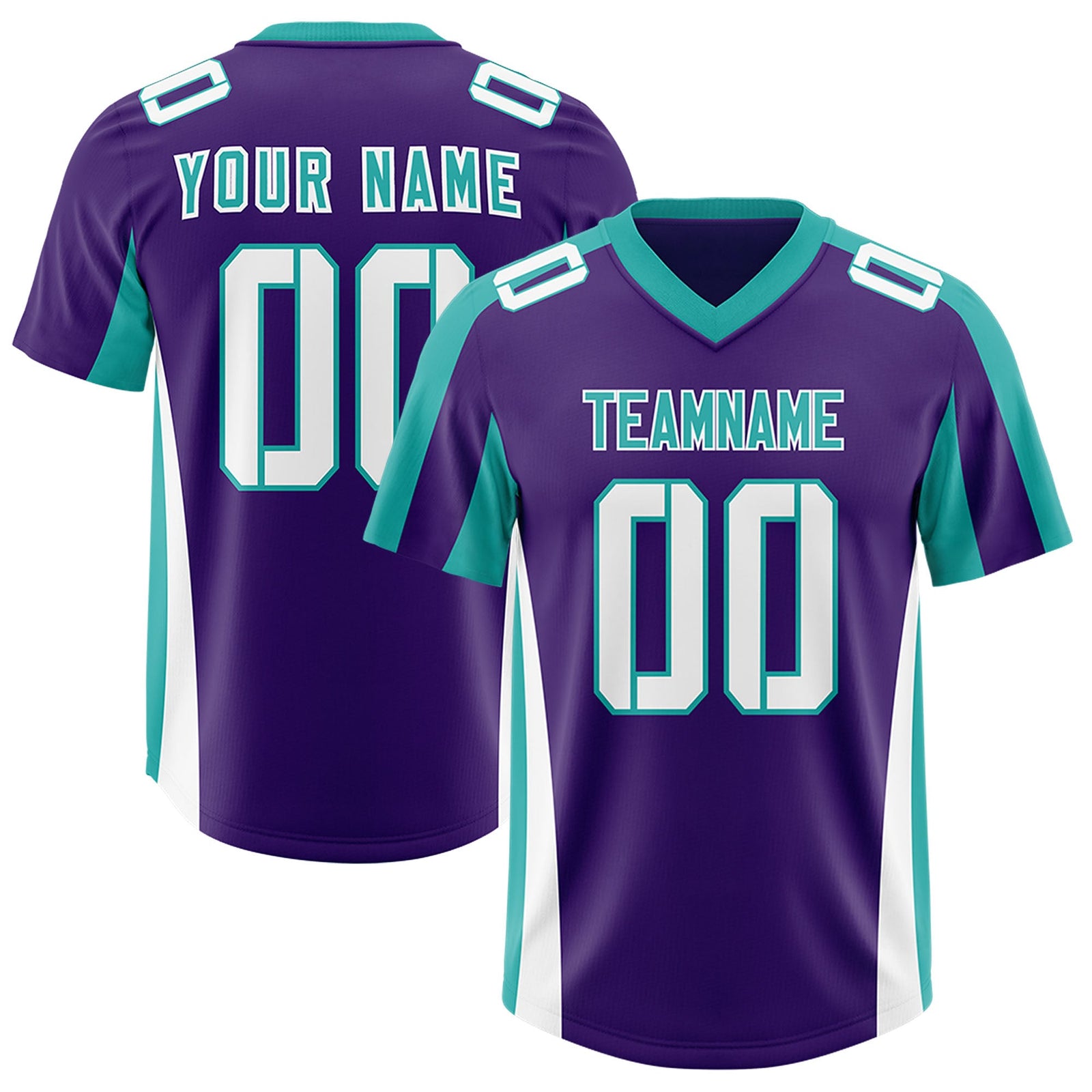 Custom Purple Aqua Side Stripe Pattern Authentic Football Jersey