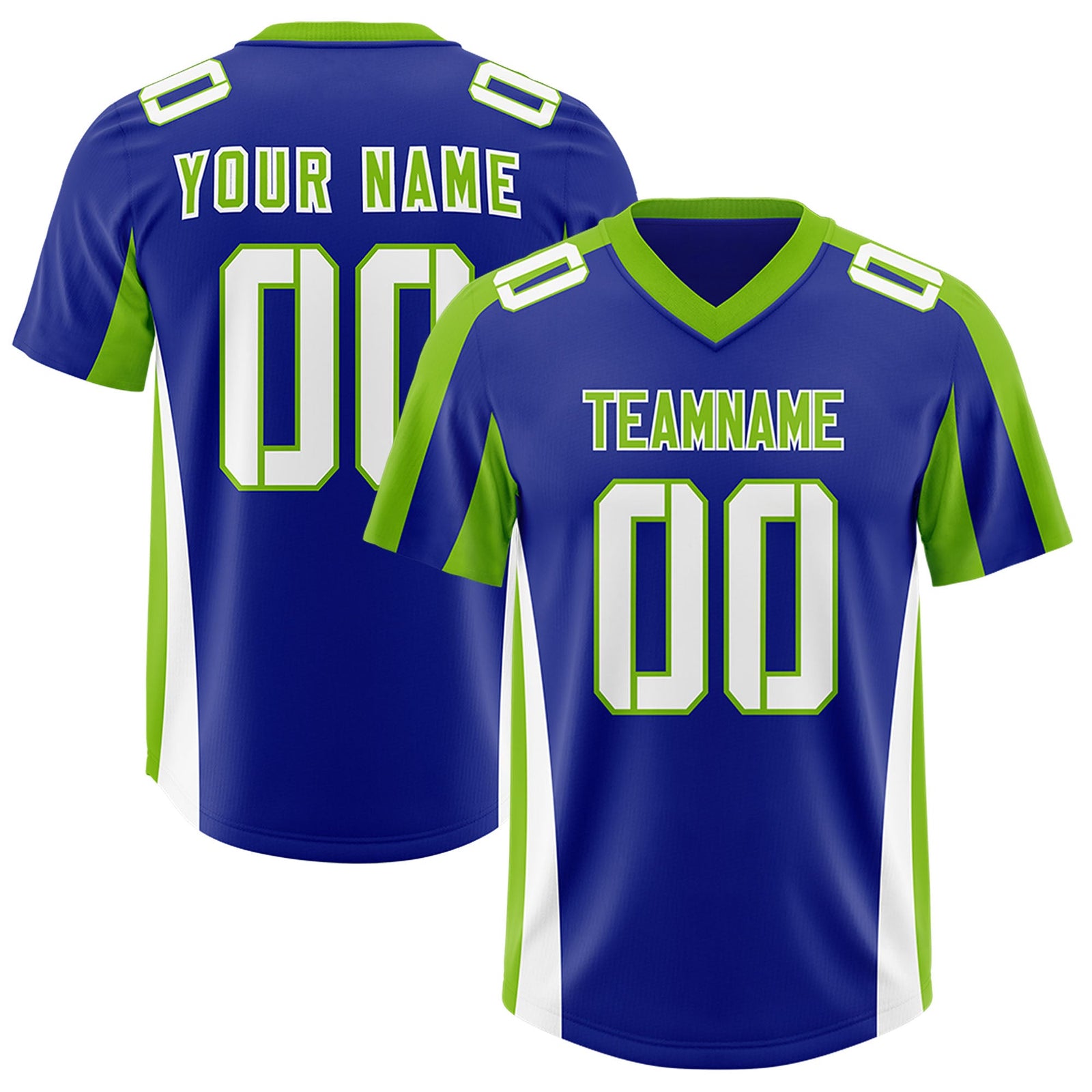 Custom Royal Neon Green Side Stripe Pattern Authentic Football Jersey