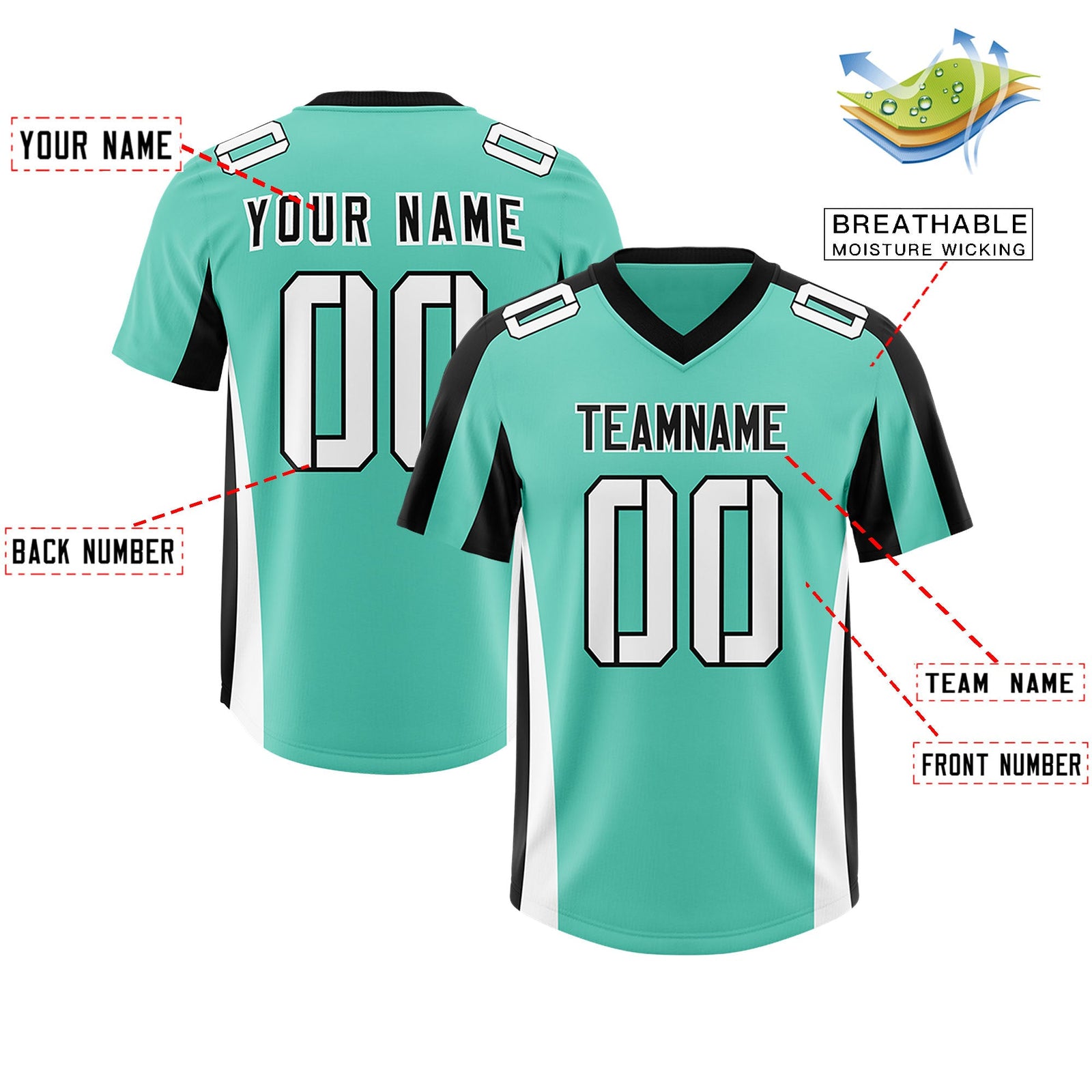 Custom Bright Green Black Side Stripe Pattern Authentic Football Jersey