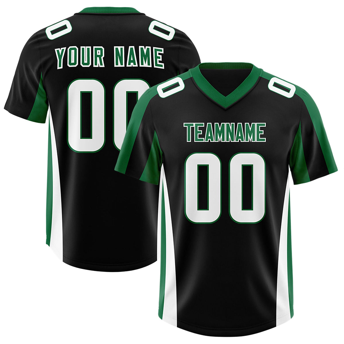 Custom Black Kelly Green Side Stripe Pattern Authentic Football Jersey