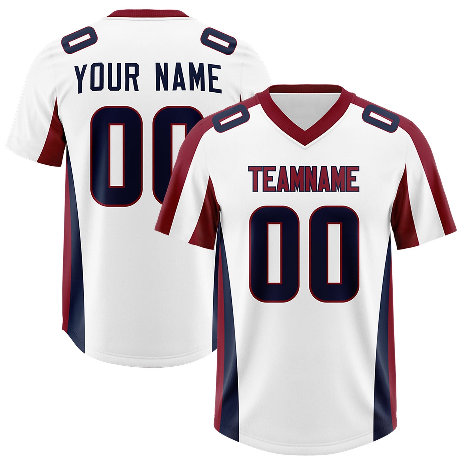 Custom White Crimson Side Stripe Pattern Authentic Football Jersey