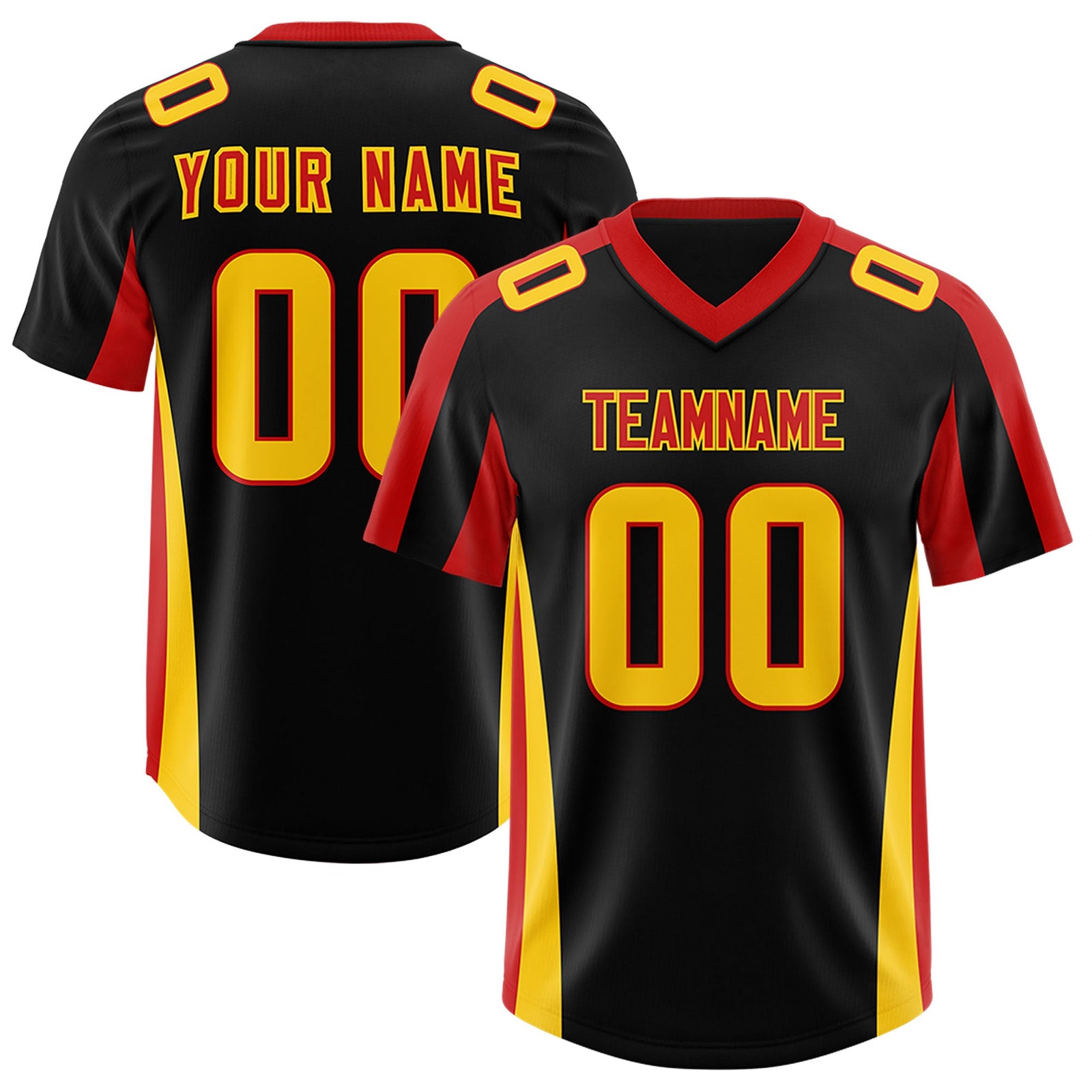 Custom Black Red Side Stripe Pattern Authentic Football Jersey