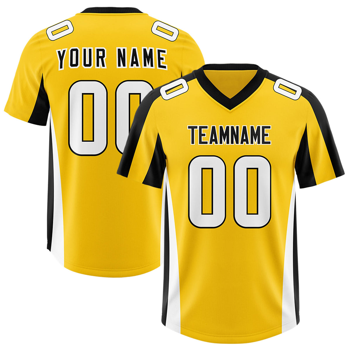 Custom Gold Black Side Stripe Pattern Authentic Football Jersey