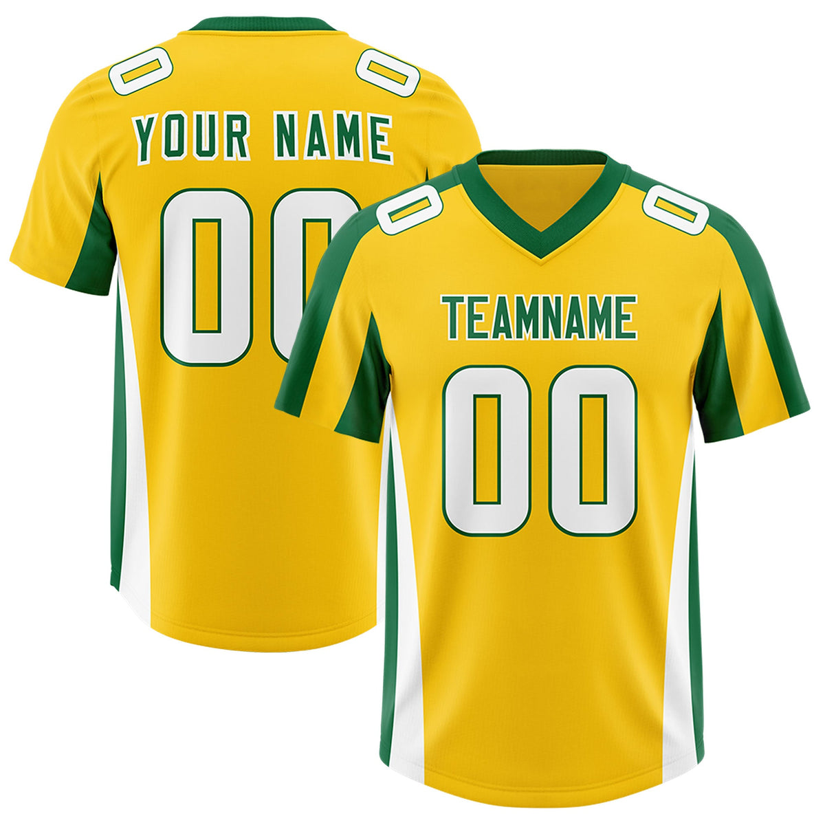 Custom Gold Kelly Green Side Stripe Pattern Authentic Football Jersey