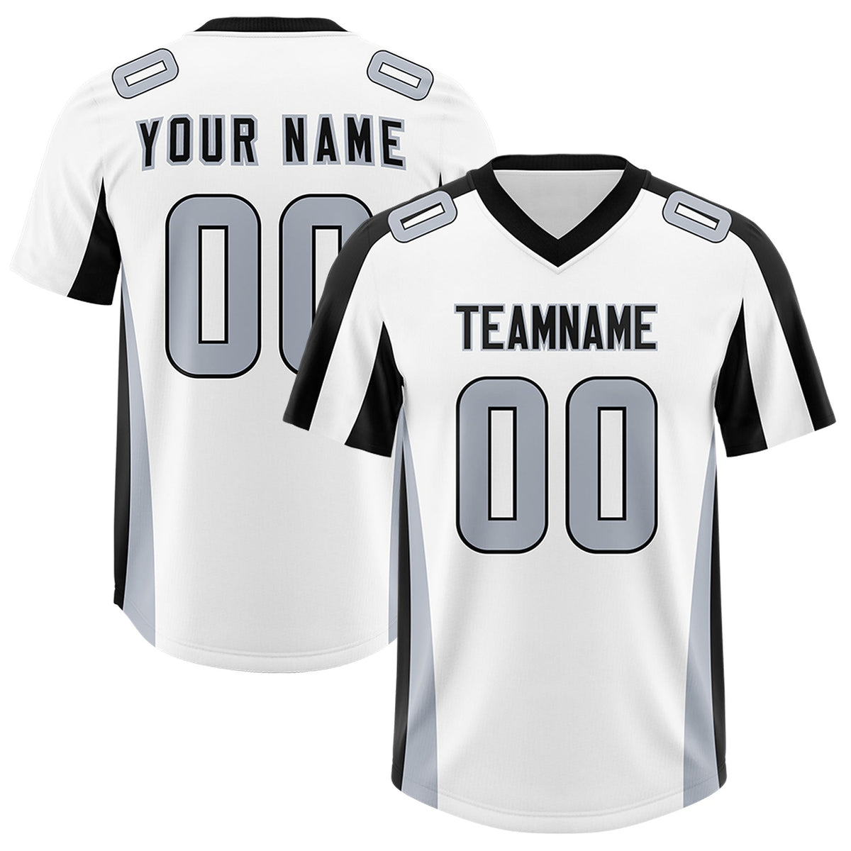 Custom White Black Side Stripe Pattern Authentic Football Jersey