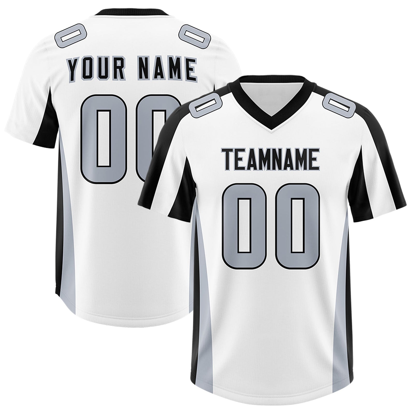 Custom White Black Side Stripe Pattern Authentic Football Jersey