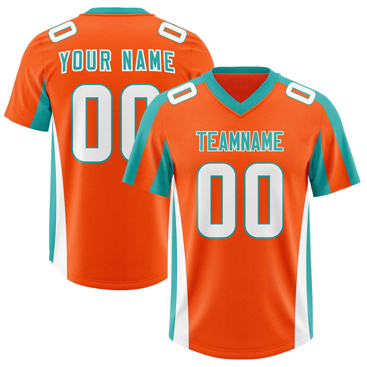 Custom Orange Aqua Side Stripe Pattern Authentic Football Jersey