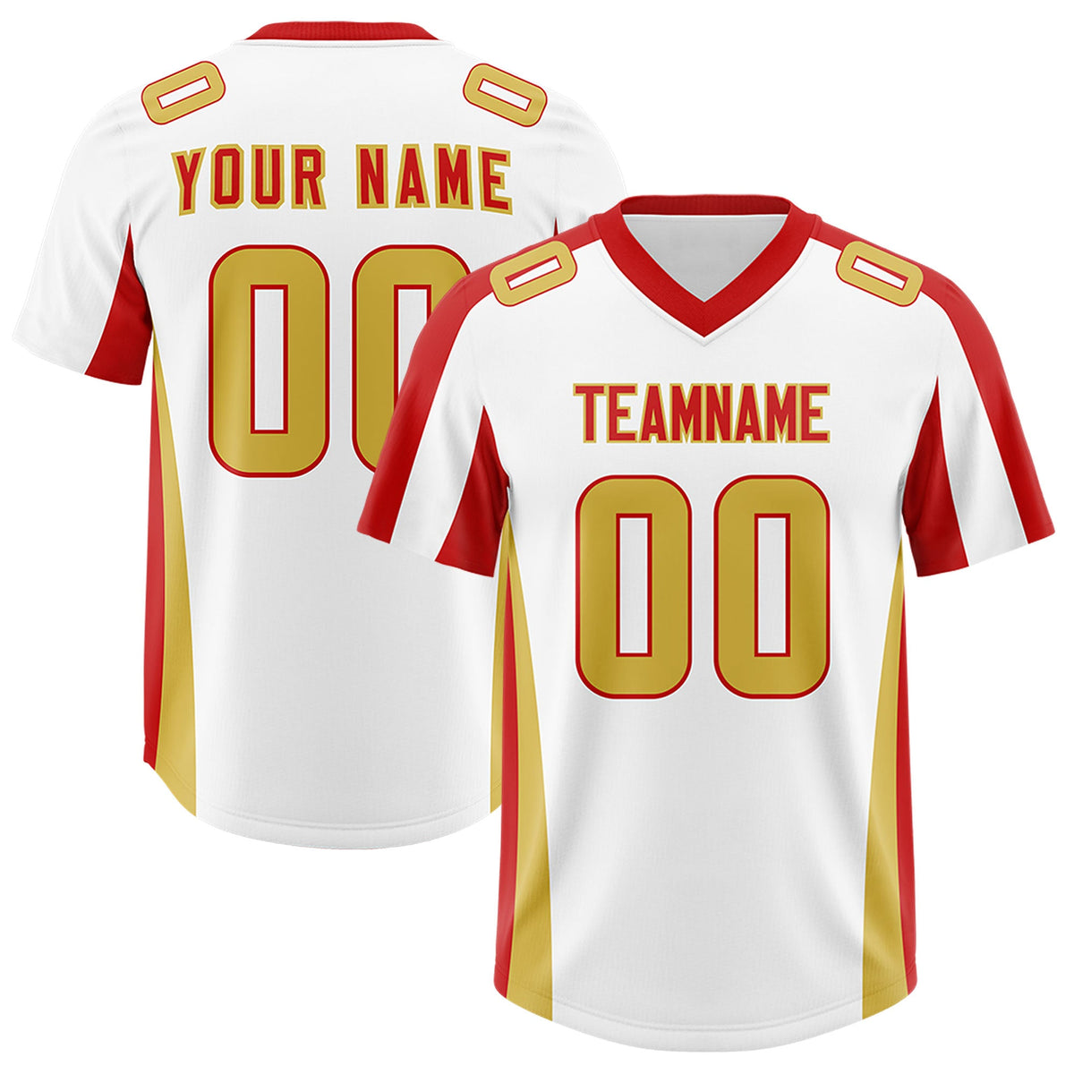 Custom White Red Side Stripe Pattern Authentic Football Jersey