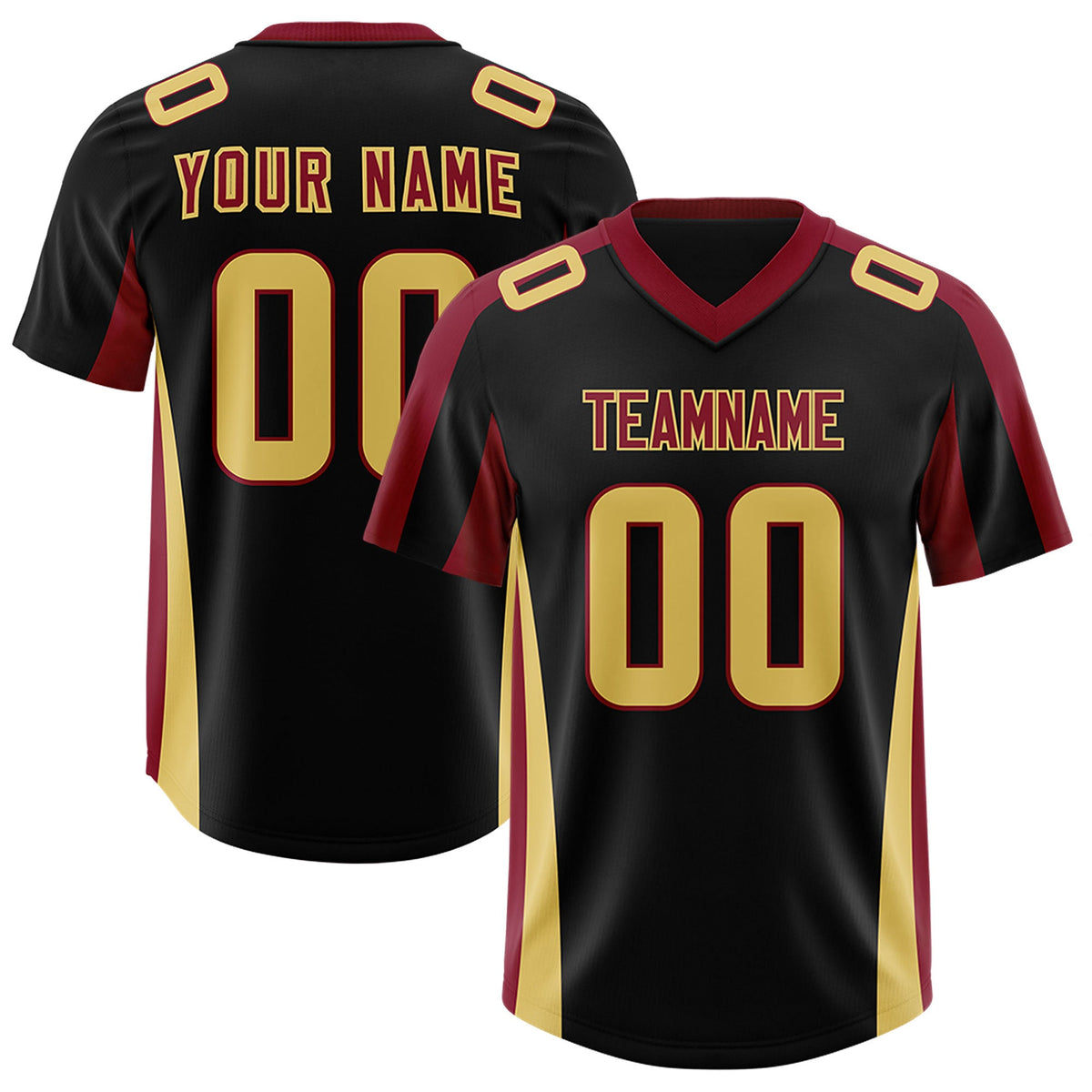Custom Black Crimson Side Stripe Pattern Authentic Football Jersey