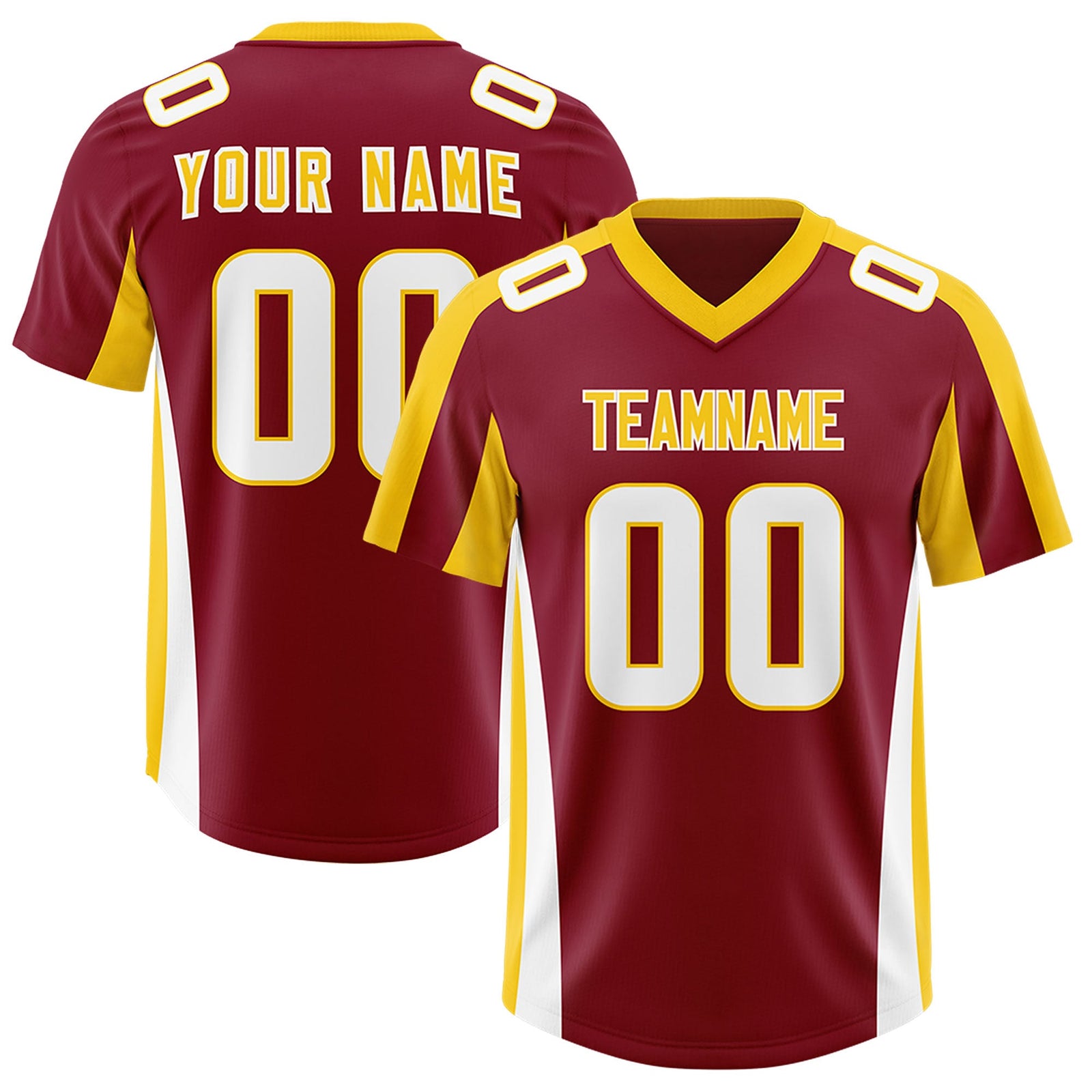 Custom Crimson Gold Side Stripe Pattern Authentic Football Jersey