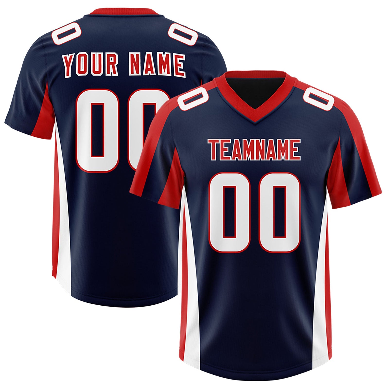 Custom Navy Red Side Stripe Pattern Authentic Football Jersey
