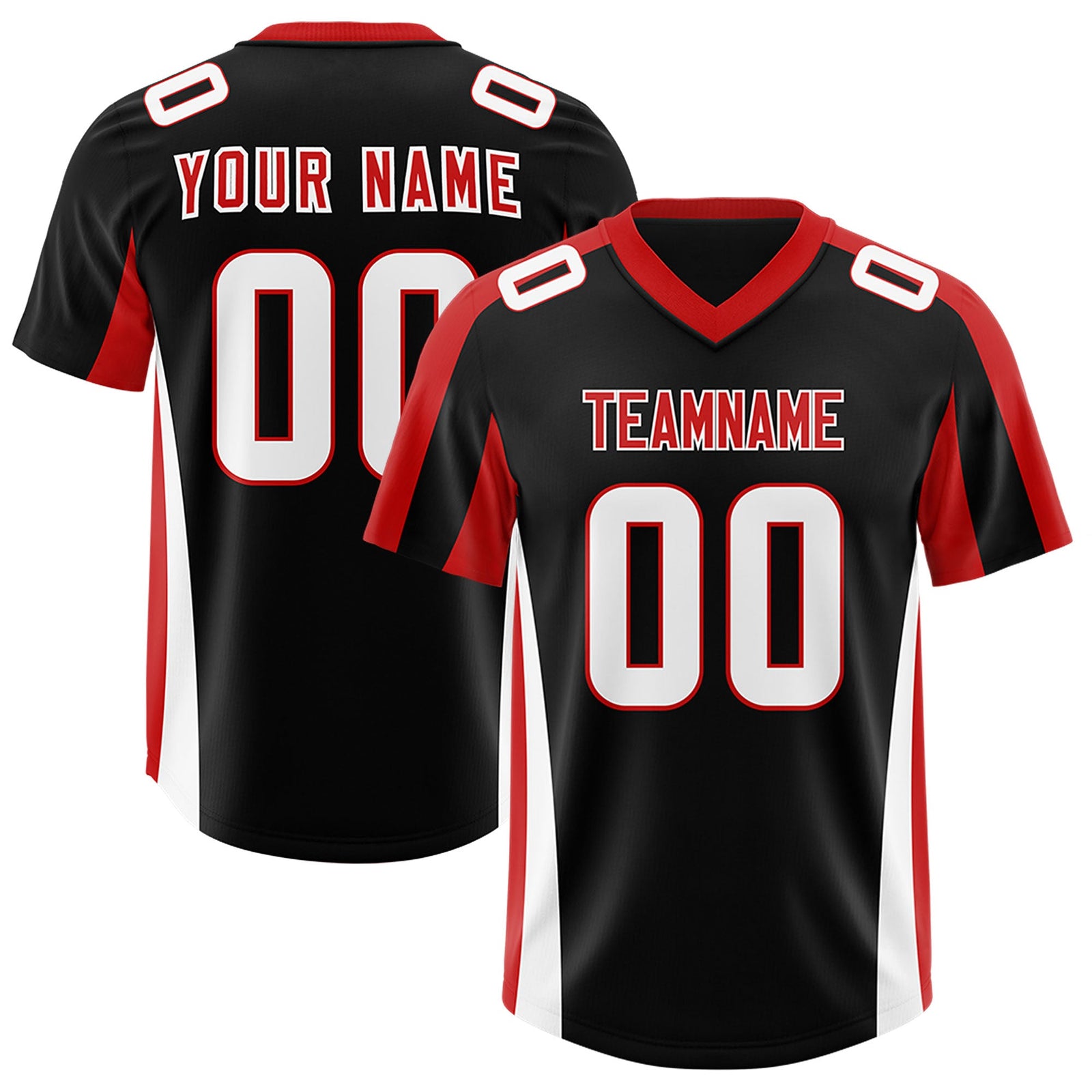 Custom Black Red Side Stripe Pattern Authentic Football Jersey