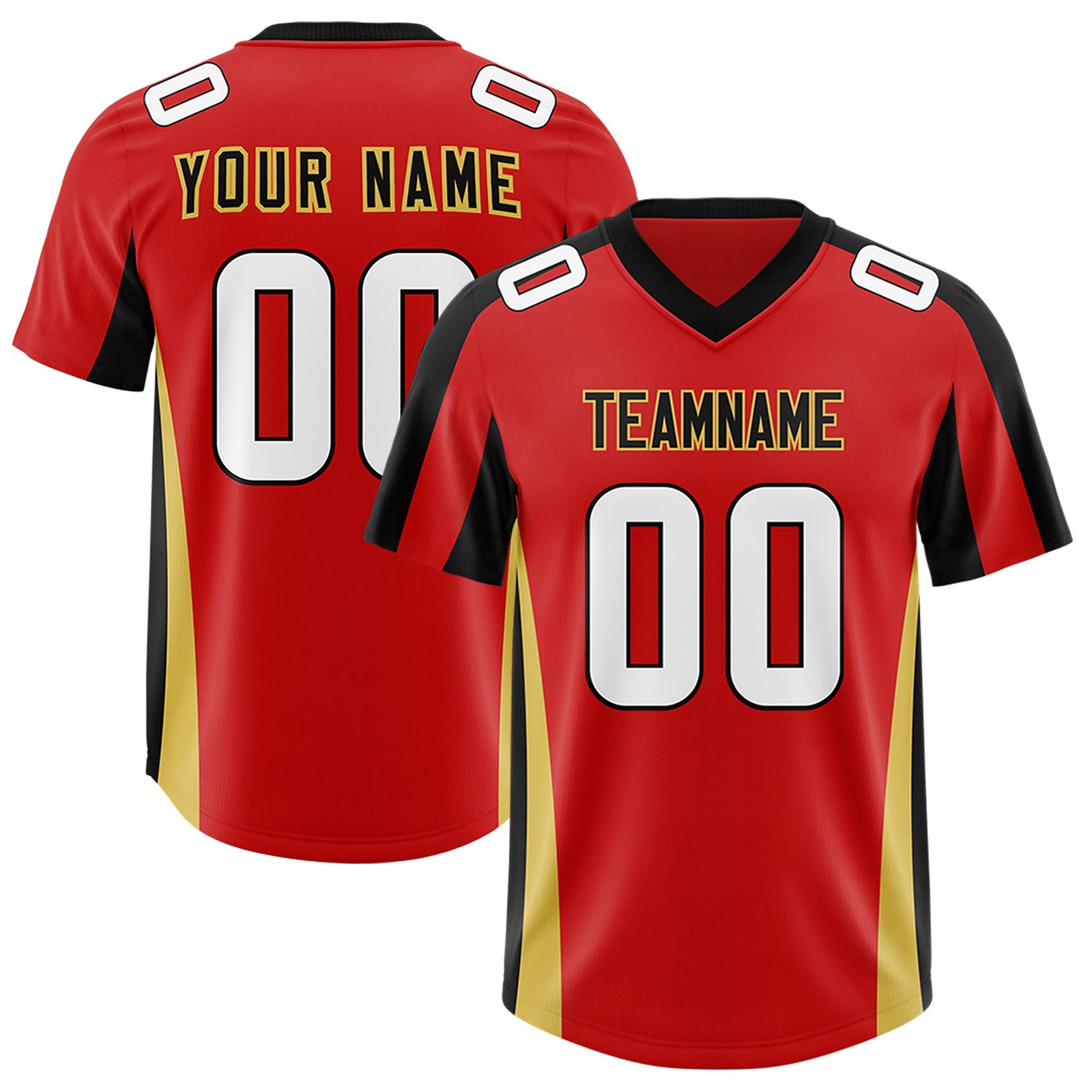 Custom Red Black Side Stripe Pattern Authentic Football Jersey