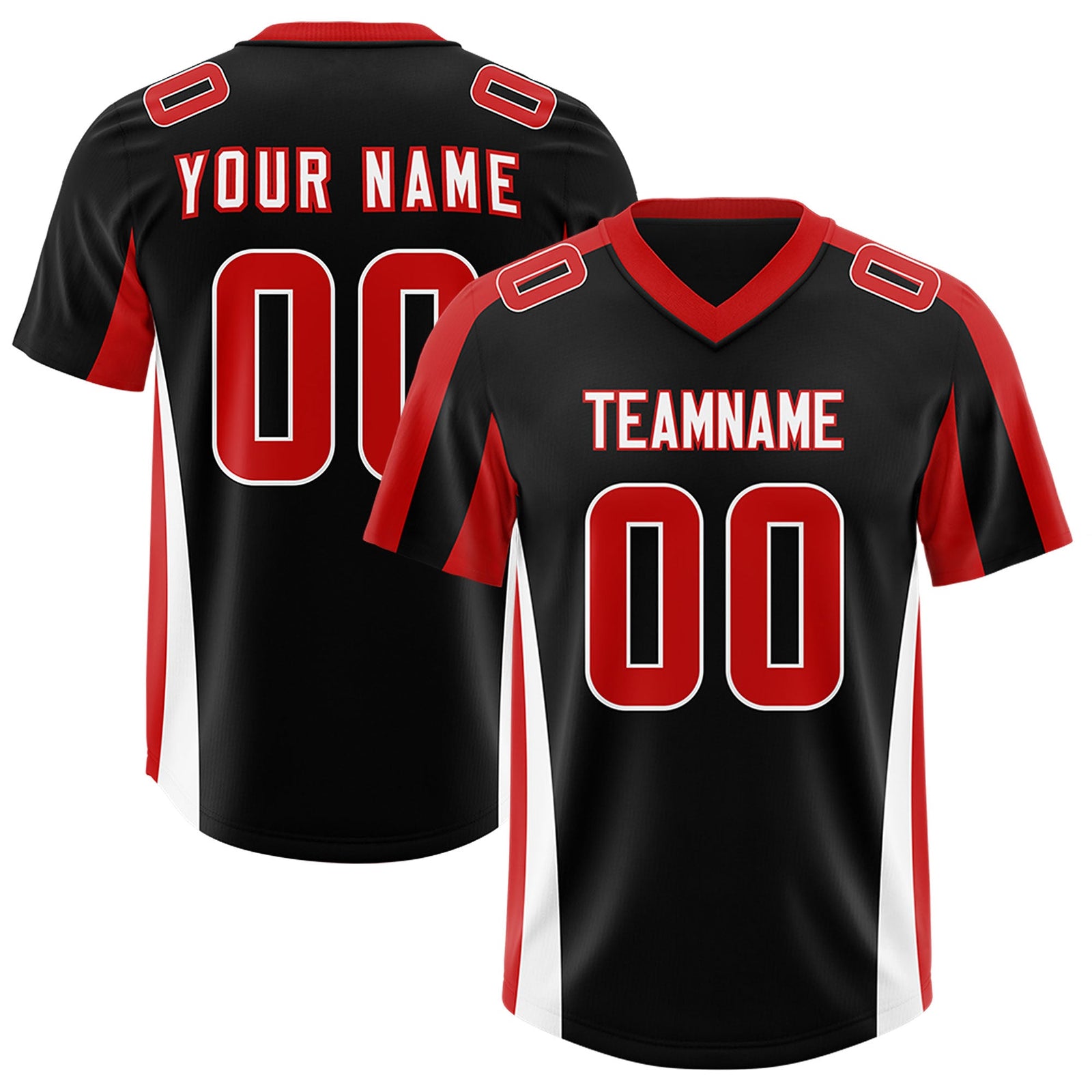 Custom Black Red Side Stripe Pattern Authentic Football Jersey