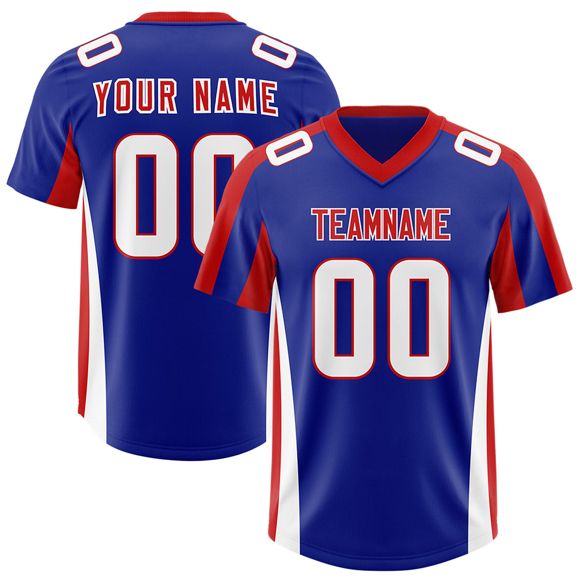 Custom Royal Red Side Stripe Pattern Authentic Football Jersey