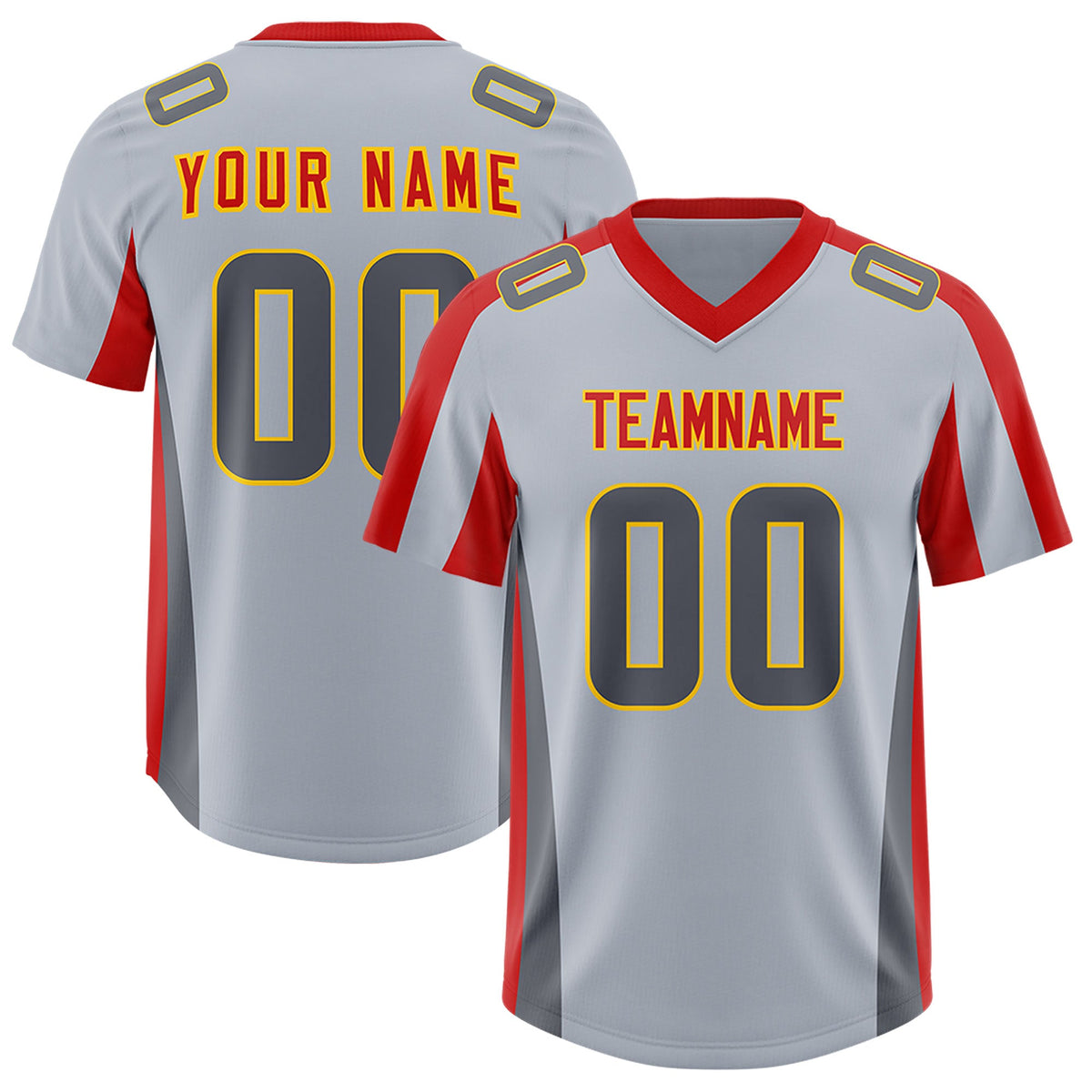 Custom Silver Red Side Stripe Pattern Authentic Football Jersey