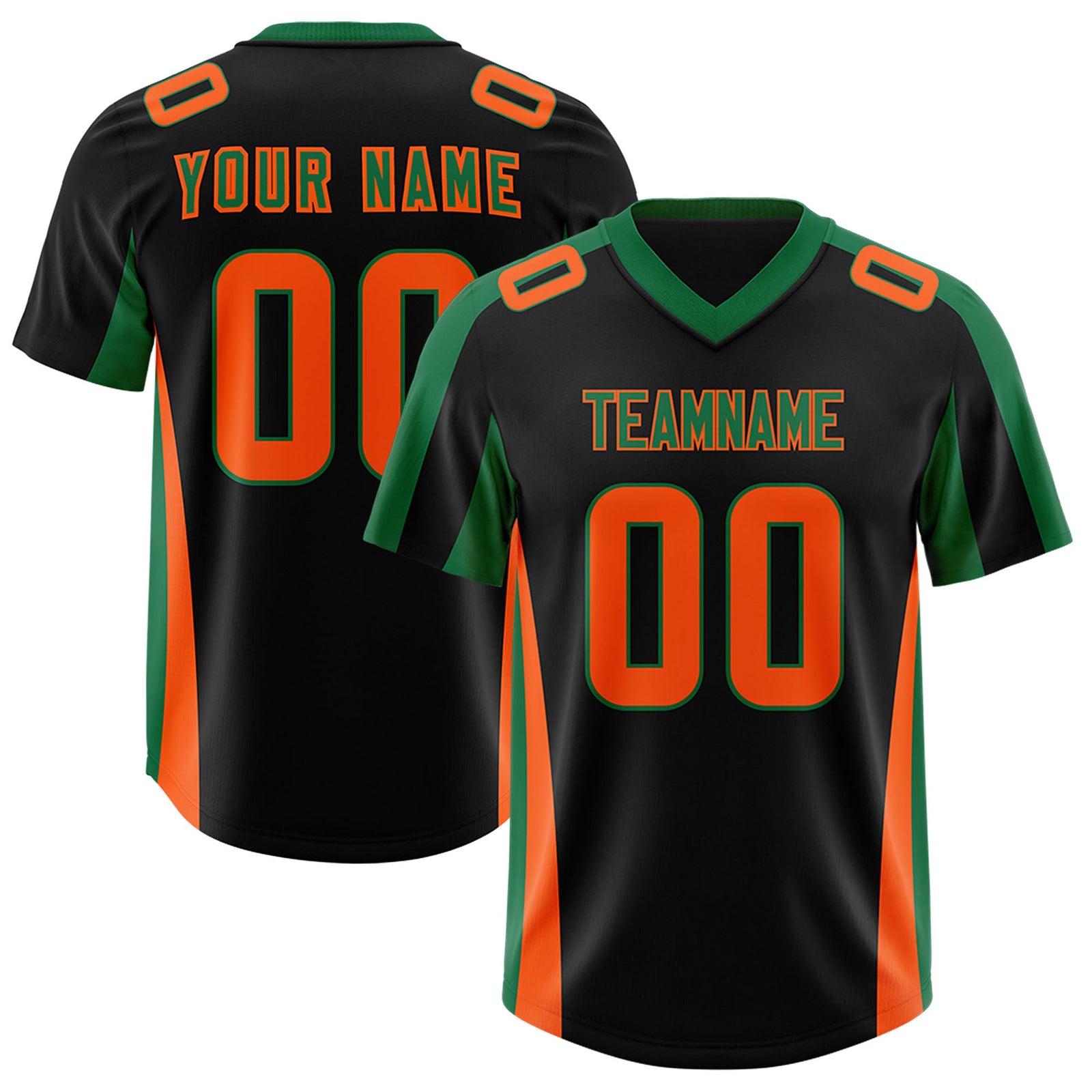 Custom Black Kelly Green Side Stripe Pattern Authentic Football Jersey