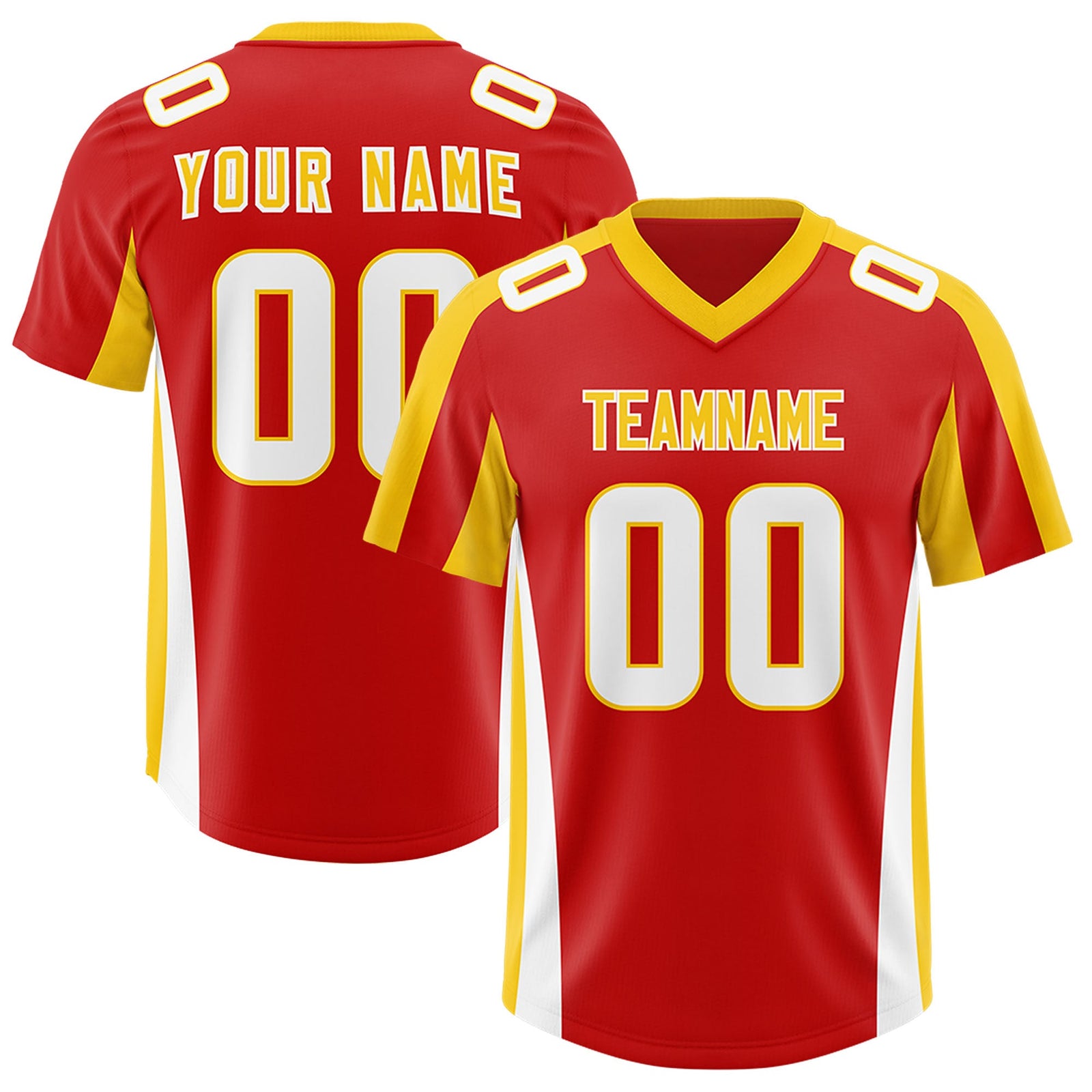 Custom Red Gold Side Stripe Pattern Authentic Football Jersey
