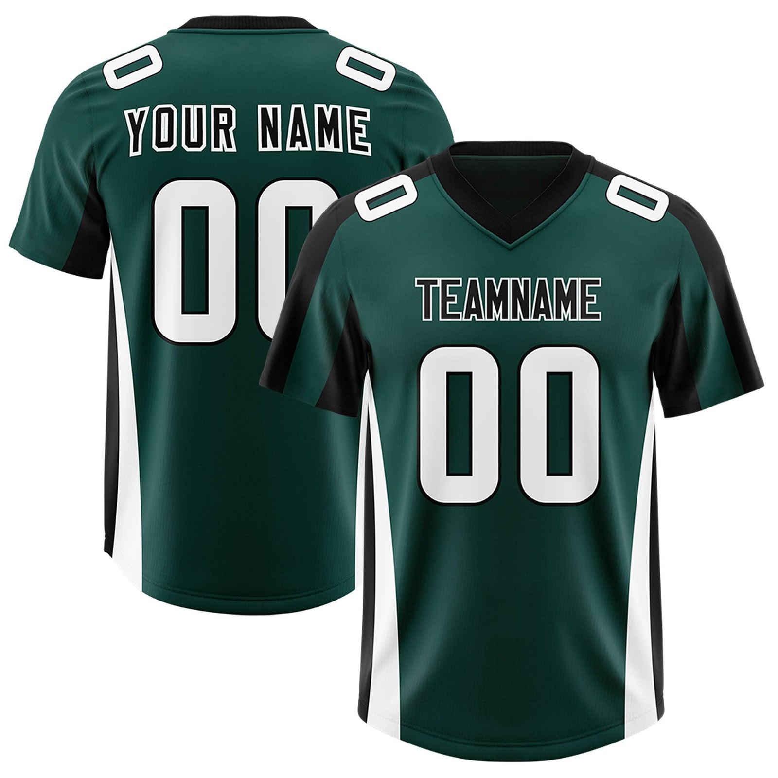 Custom Midnight Green Black Side Stripe Pattern Authentic Football Jersey