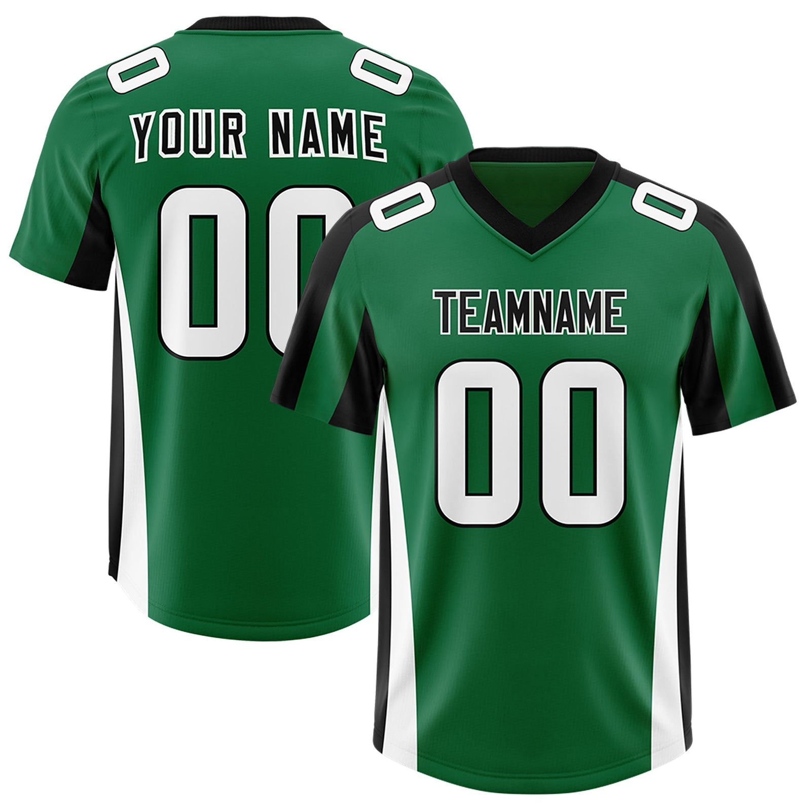 Custom Kelly Green Black Side Stripe Pattern Authentic Football Jersey