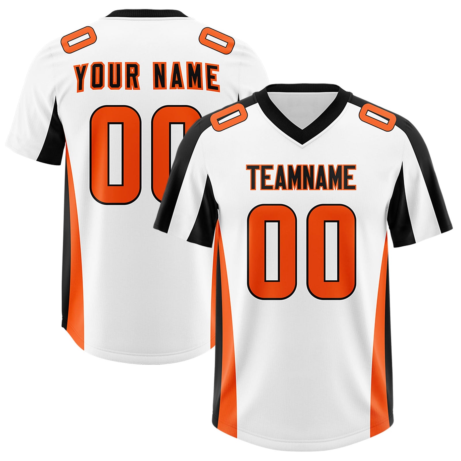 Custom White Black Side Stripe Pattern Authentic Football Jersey