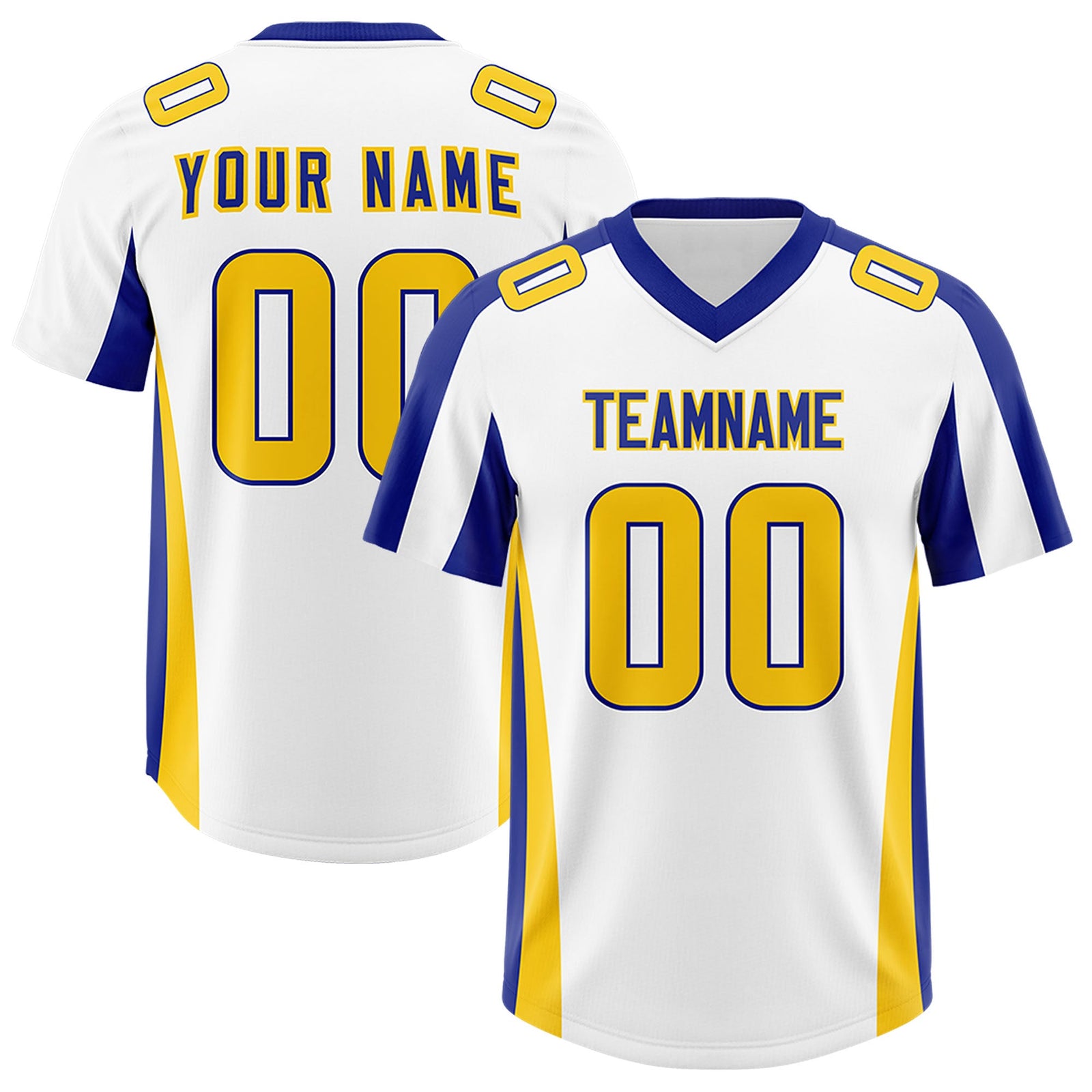 Custom White Royal Side Stripe Pattern Authentic Football Jersey