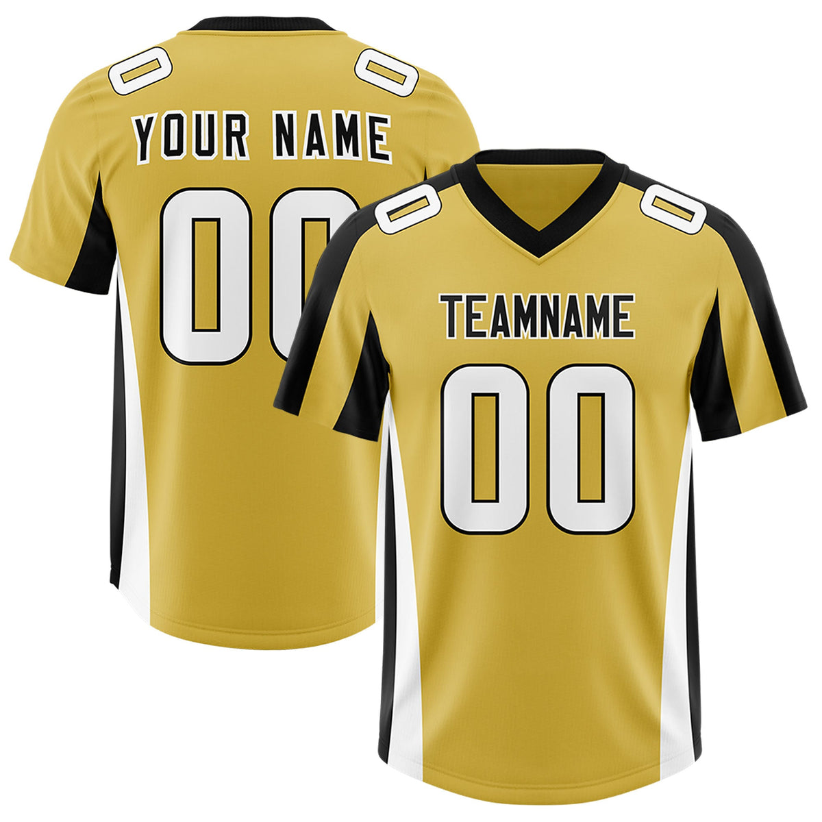 Custom Old Gold Navy Side Stripe Pattern Authentic Football Jersey