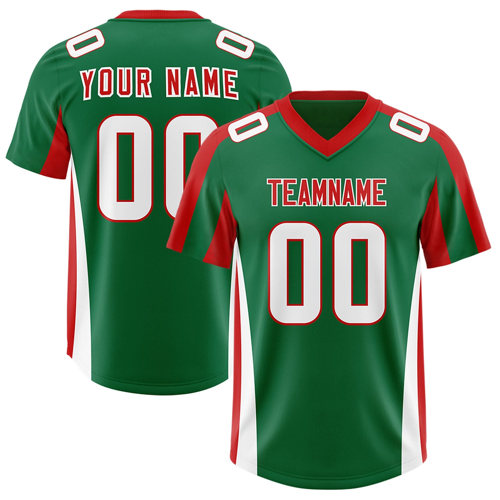 Custom Kelly Green Red Side Stripe Pattern Authentic Football Jersey