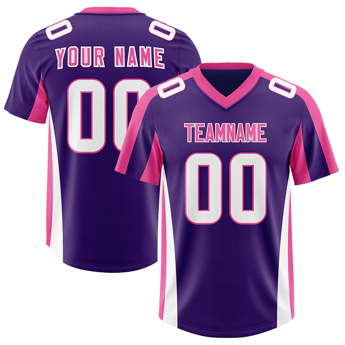 Custom Purple Pink Side Stripe Pattern Authentic Football Jersey
