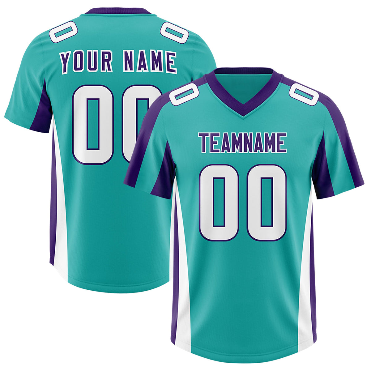 Custom Aqua Purple Side Stripe Pattern Authentic Football Jersey