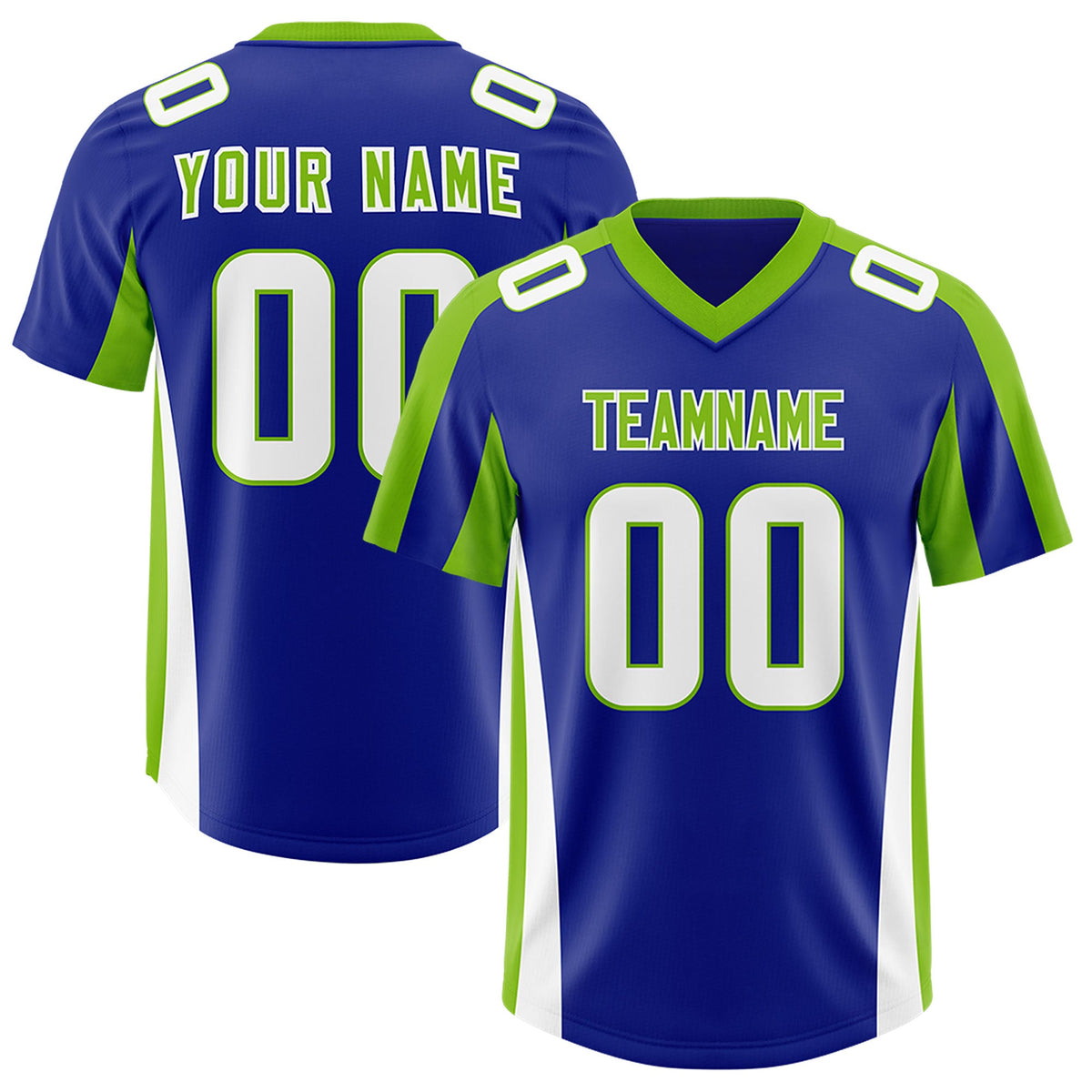 Custom Royal Neon Green Side Stripe Pattern Authentic Football Jersey